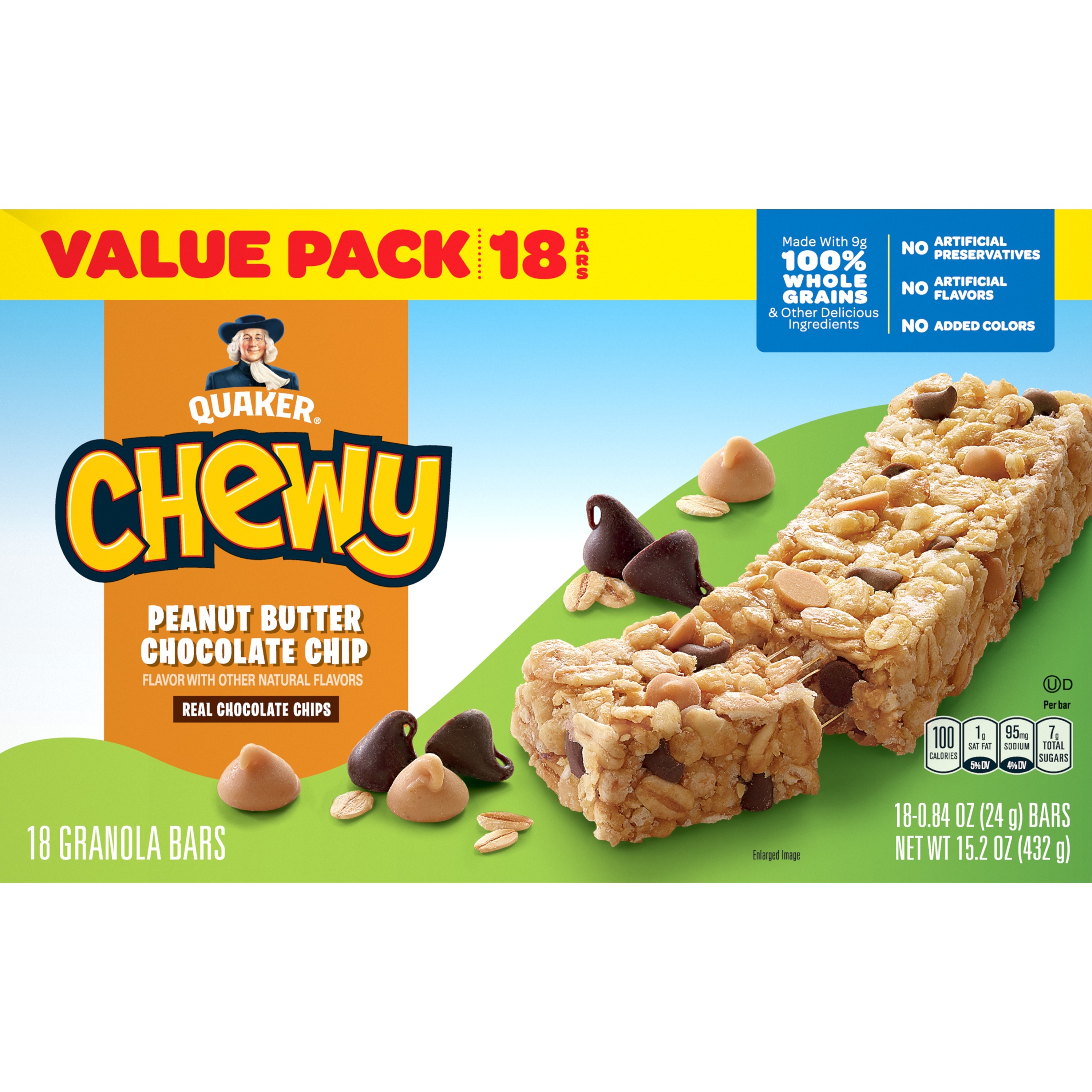 Quaker, Chewy, Peanut Butter Chocolate Chip Flavor, Granola Bars thumbnail