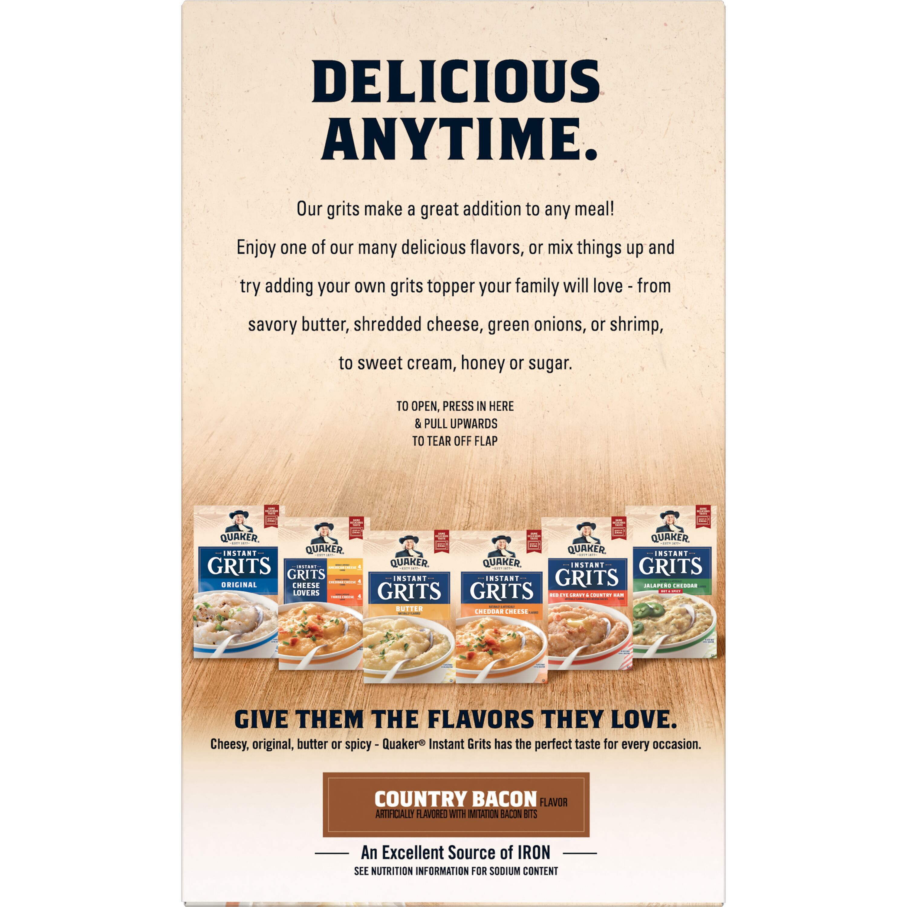Quaker, Country Bacon Artificially Flavored, Instant Grits thumbnail