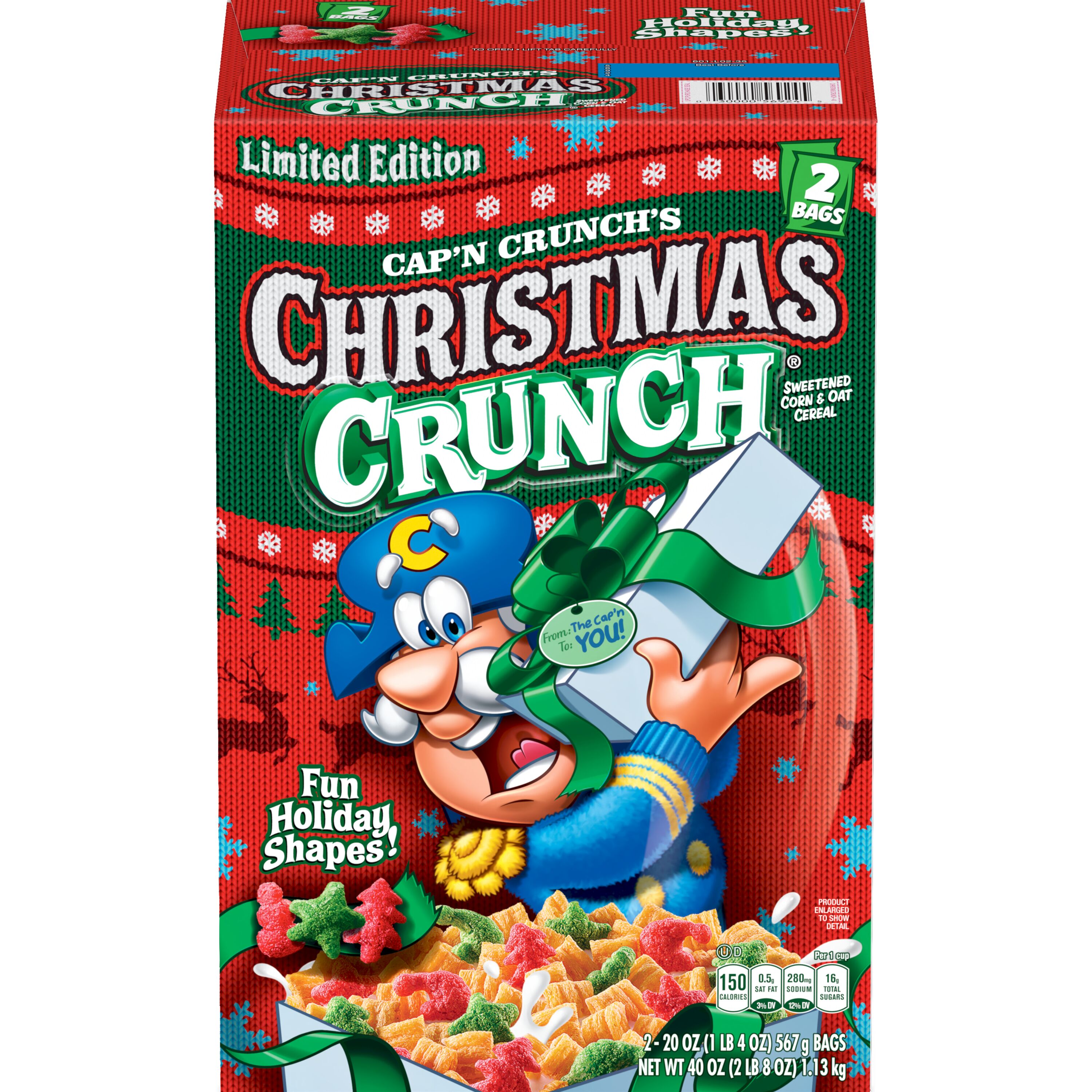 Cap'n Crunch's, Limited Edition, Christmas Crunch, Sweetened Corn & Oat Cereal