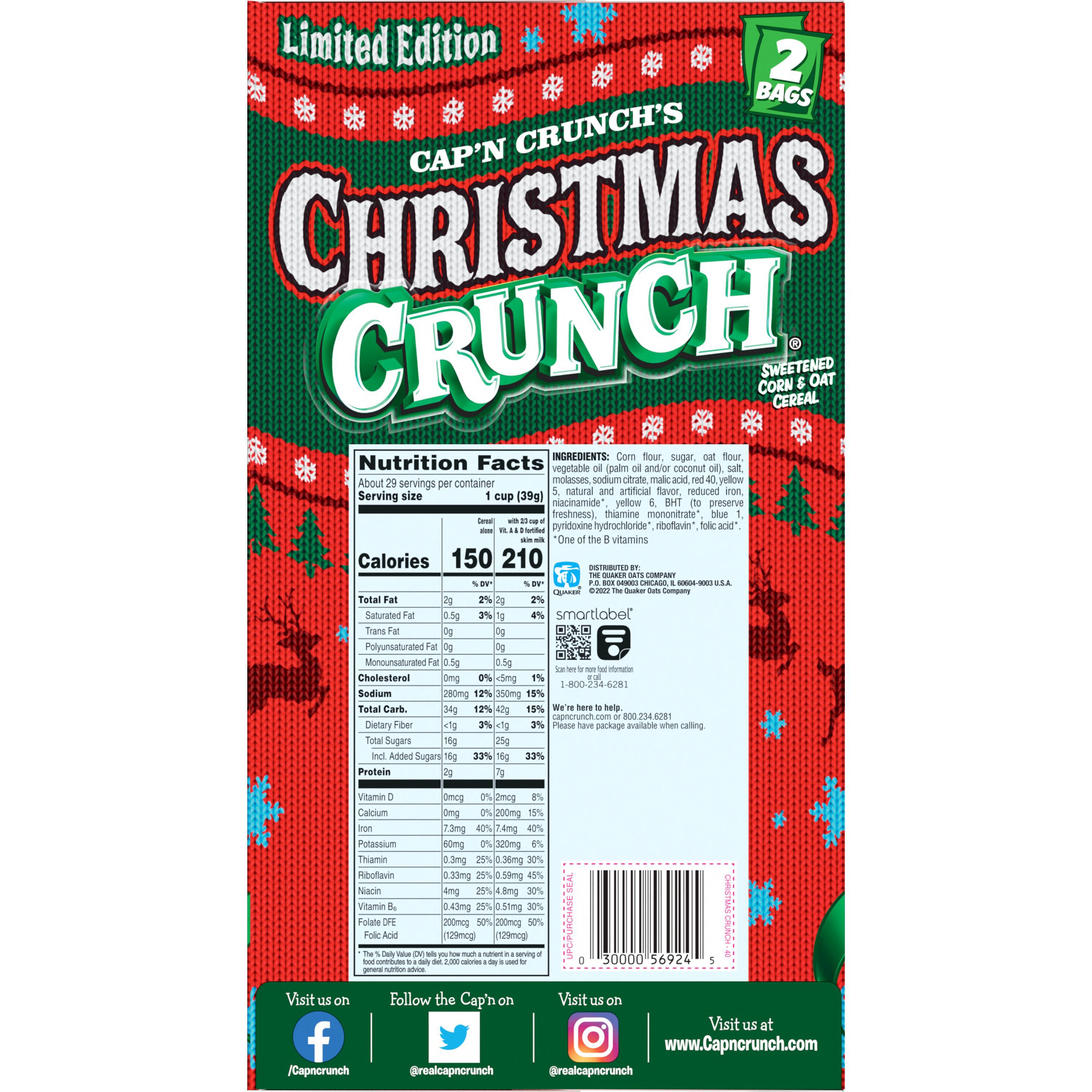 Cap'n Crunch's, Limited Edition, Christmas Crunch, Sweetened Corn & Oat Cereal thumbnail