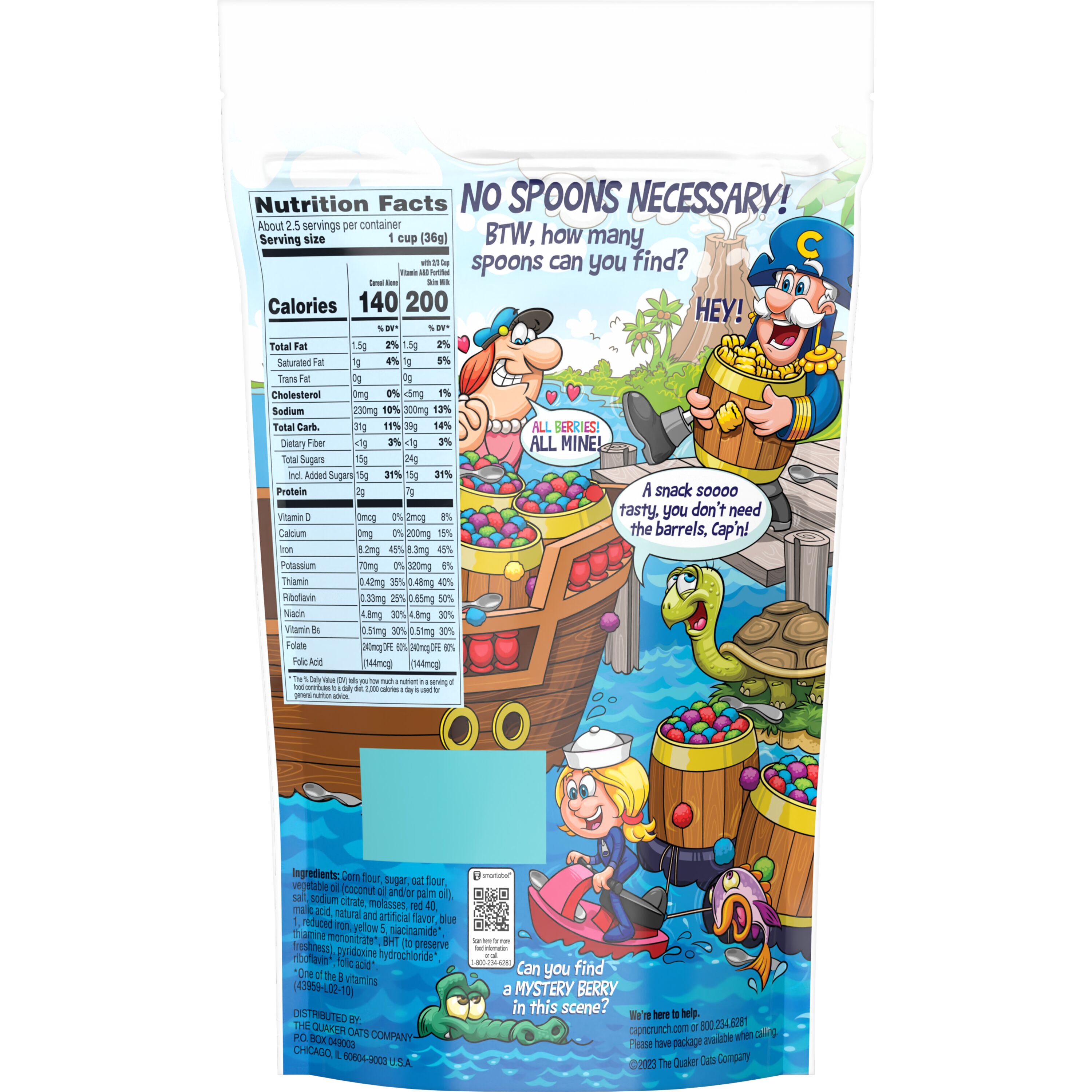 Cap'n Crunch's, Oops! All Berries, Naturally & Artificially Flavored, Sweetened Corn & Oat Cereal thumbnail
