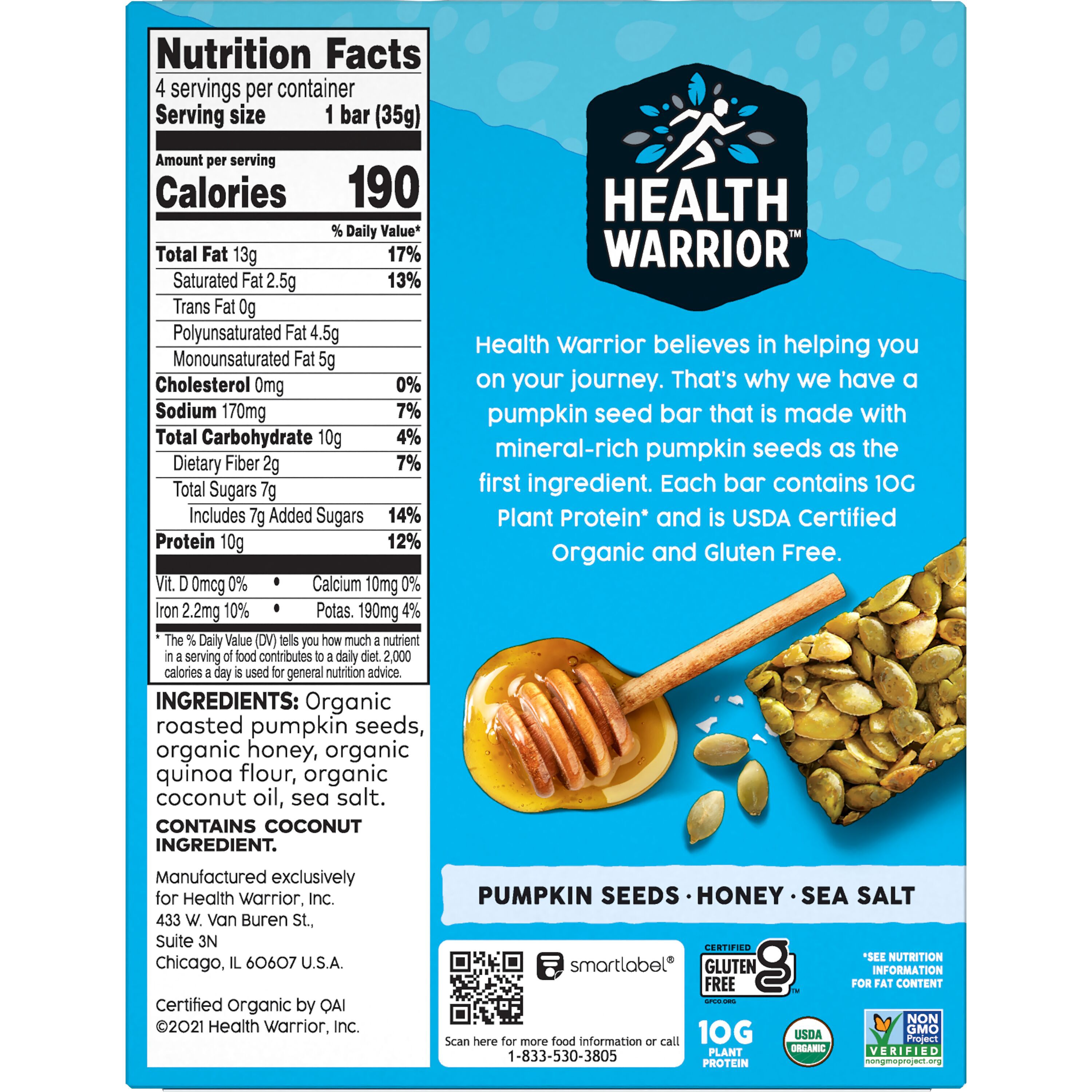 Health Warrior, Honey Sea Salt, Pumpkin Seed Bars thumbnail