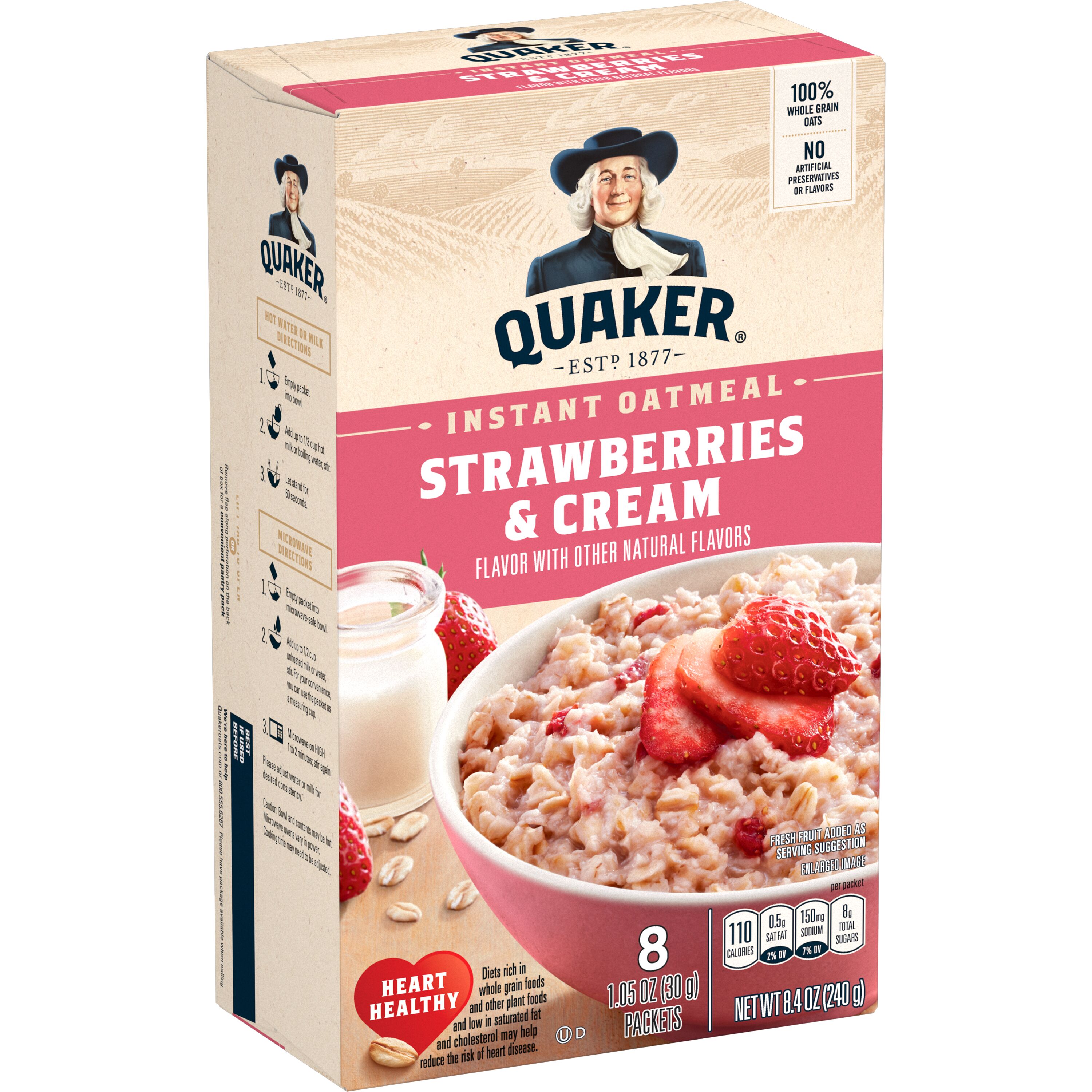 Quaker, Strawberries & Cream Flavor, Instant Oatmeal