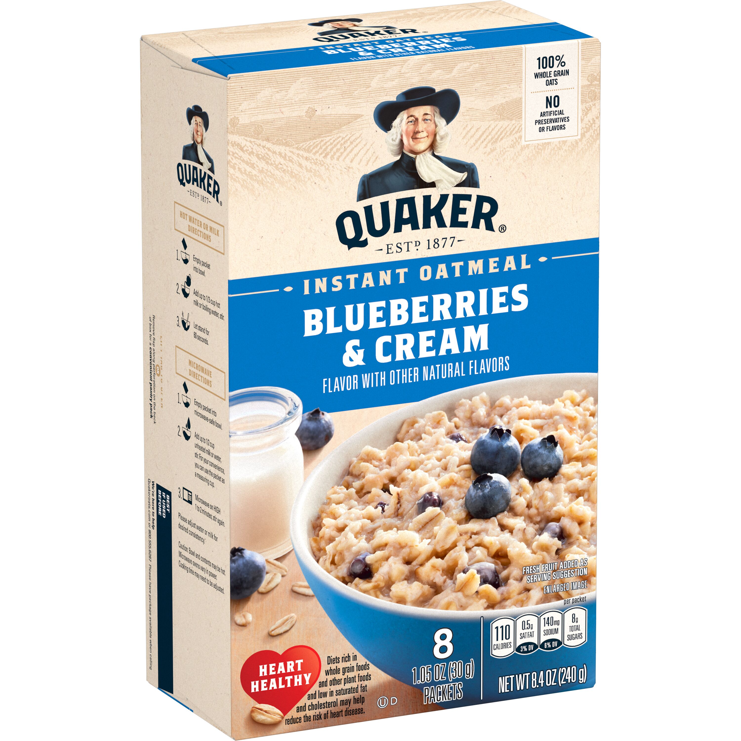 Quaker, Blueberries & Cream Flavor, Instant Oatmeal