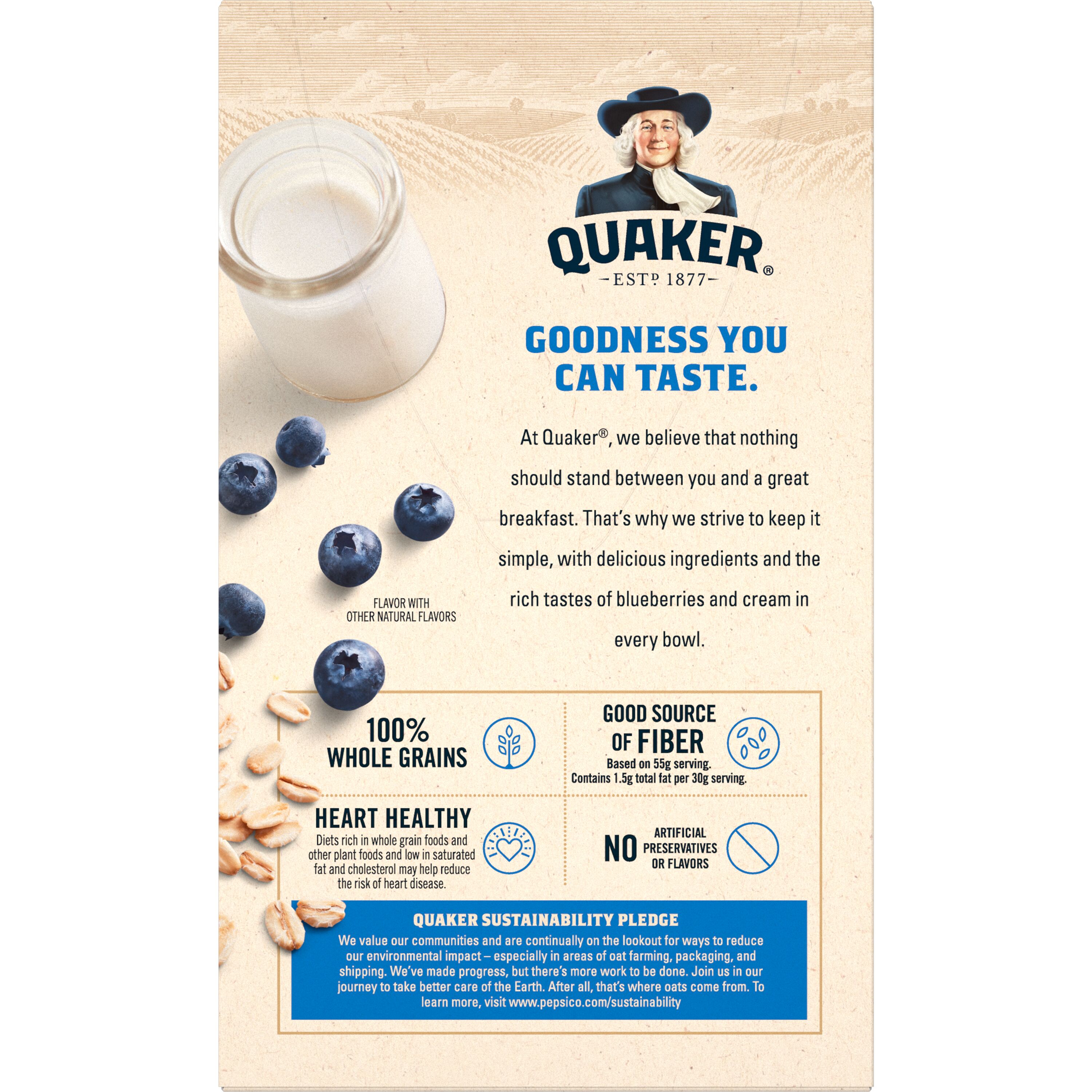 Quaker, Blueberries & Cream Flavor, Instant Oatmeal thumbnail