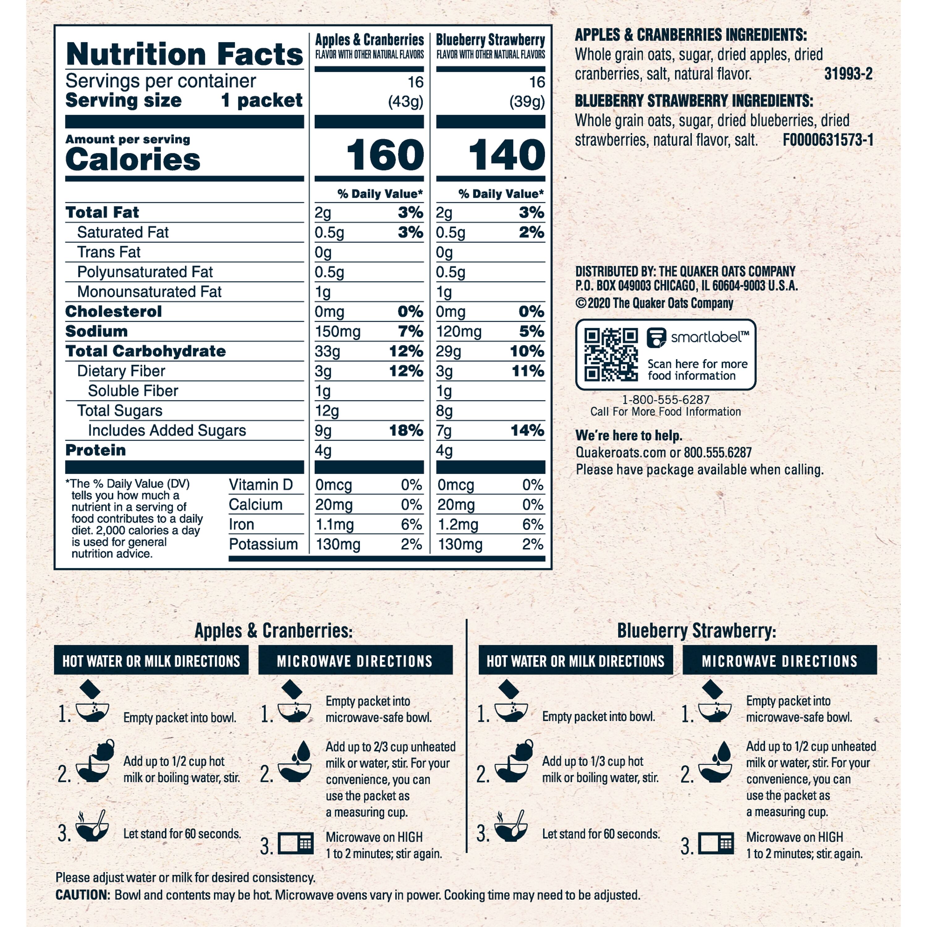 Quaker, Berry Flavor Instant Oatmeal Variety Pack thumbnail