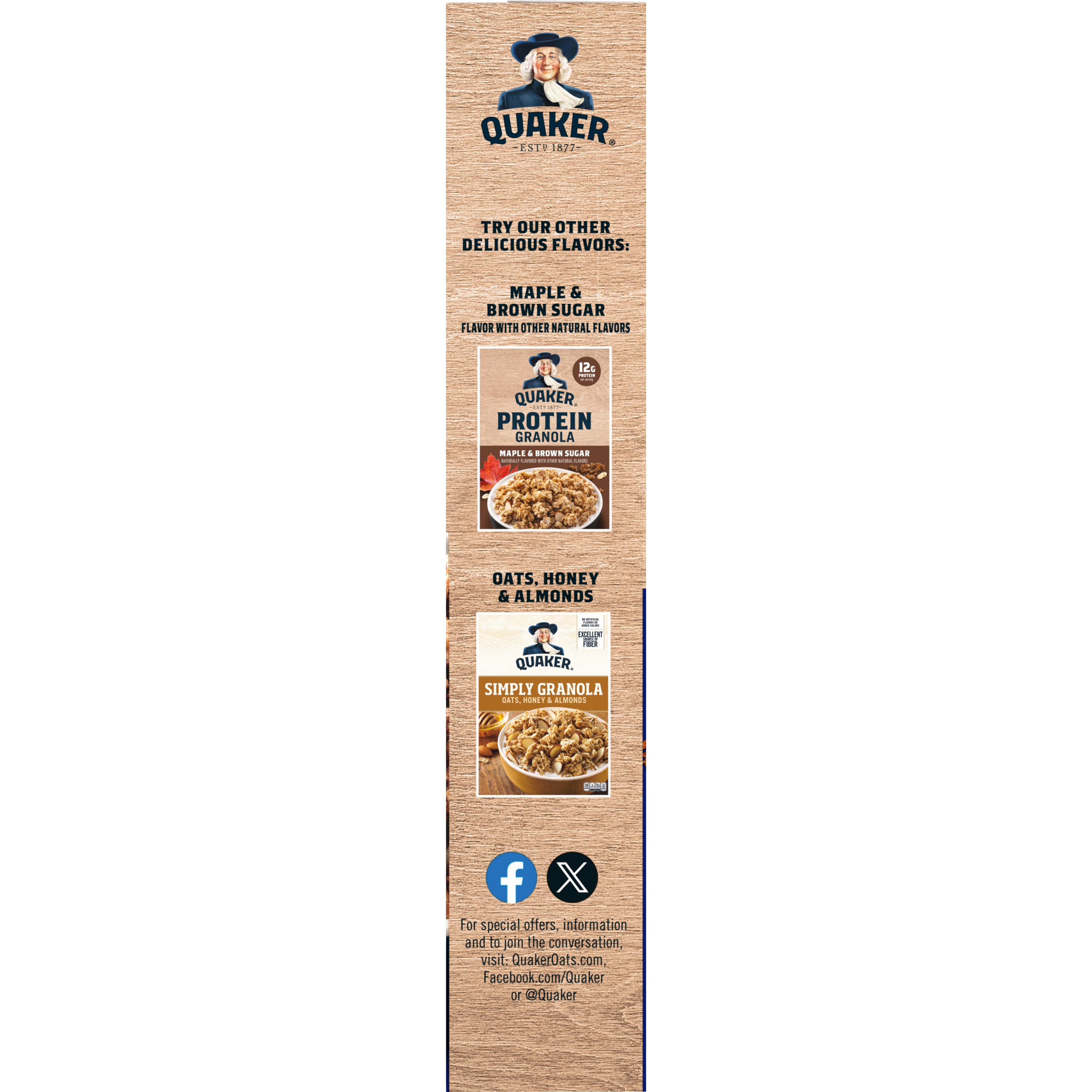 Quaker, Protein, Oats, Chocolate & Almonds Flavor, Granola thumbnail