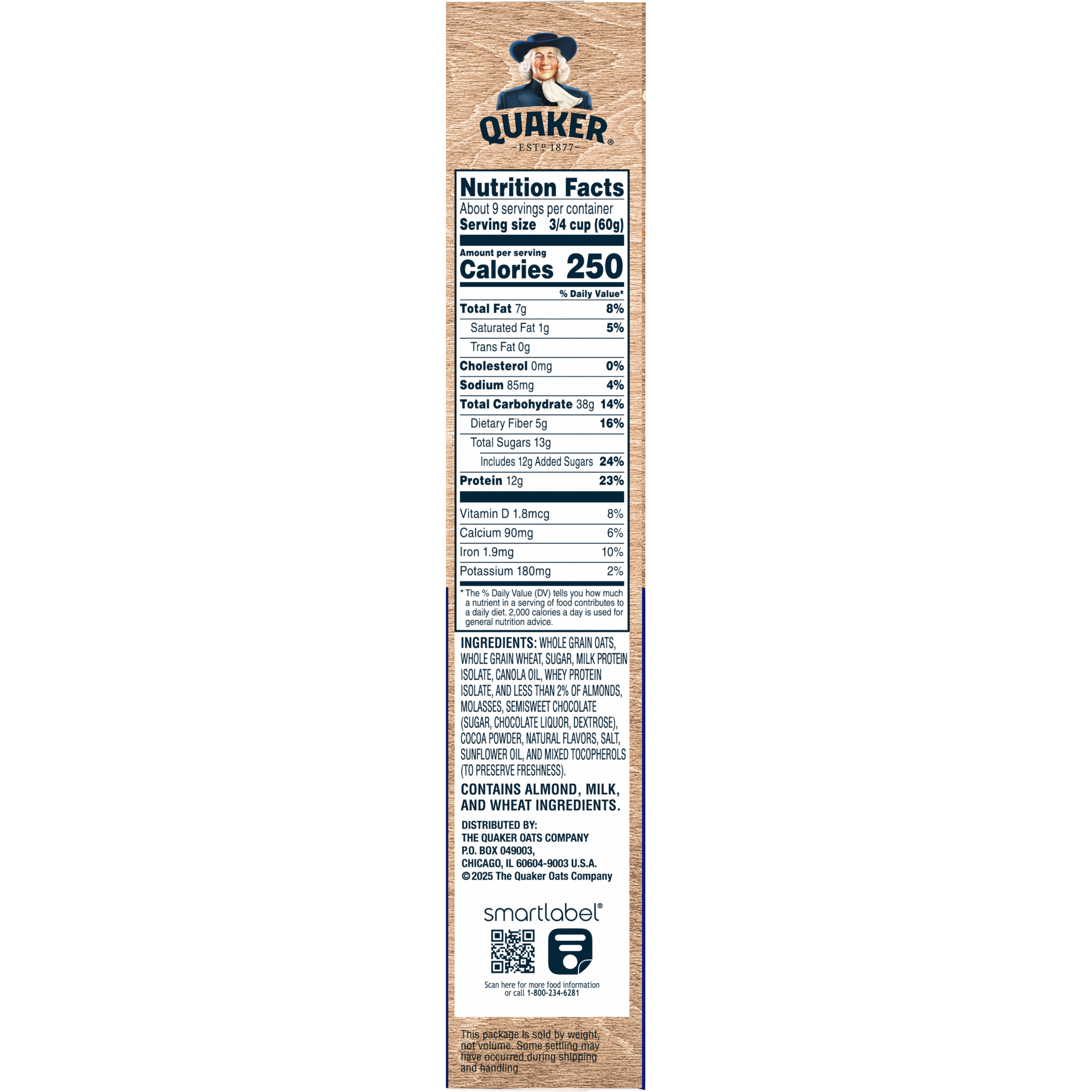 Quaker, Protein, Oats, Chocolate & Almonds Flavor, Granola thumbnail