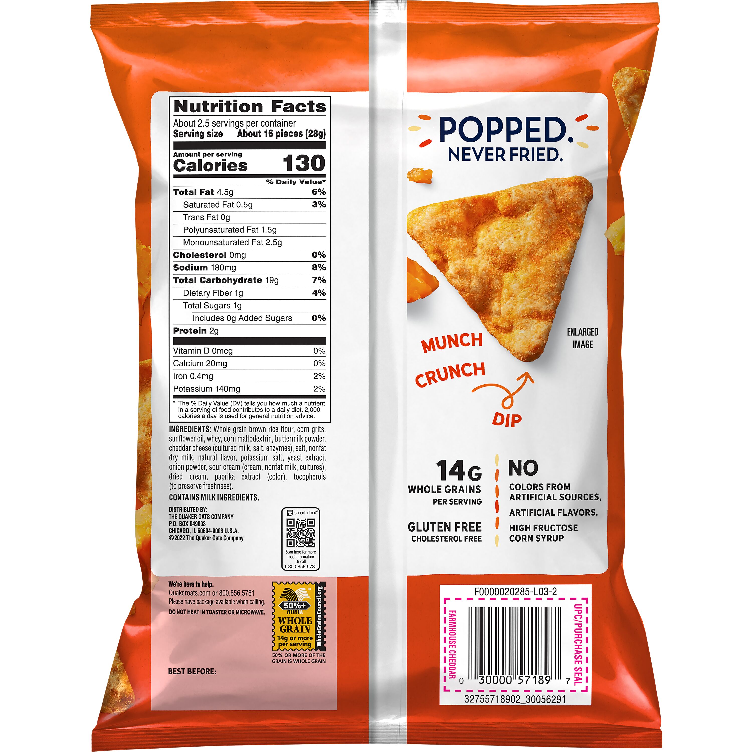 Quaker, Farmhouse Cheddar Flavor, Rice Chips thumbnail