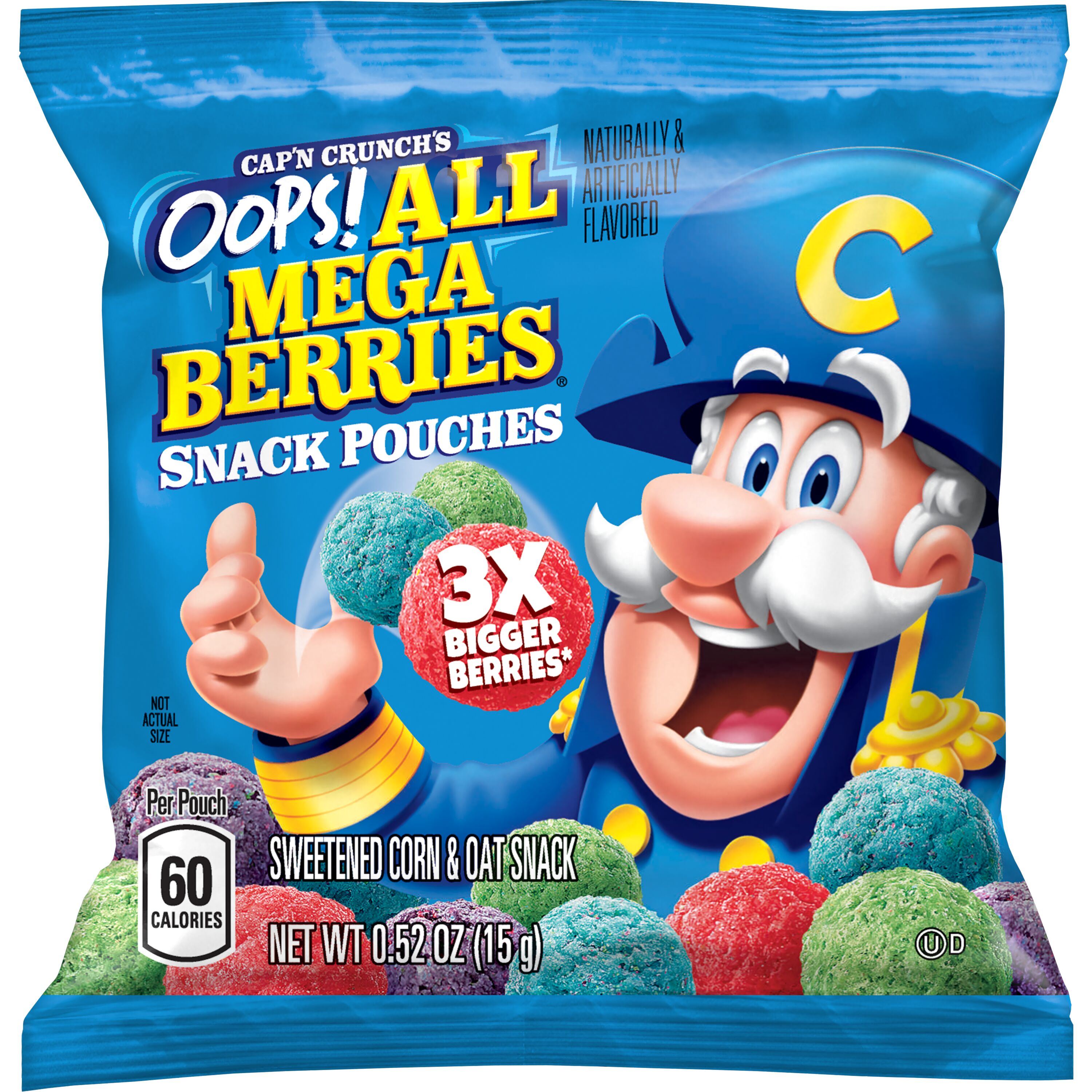 Cap'n Crunch's, Snack Pouches, Oops! All Mega Berries Naturally & Artificially Flavored, Sweetened Corn & Oat Snack thumbnail
