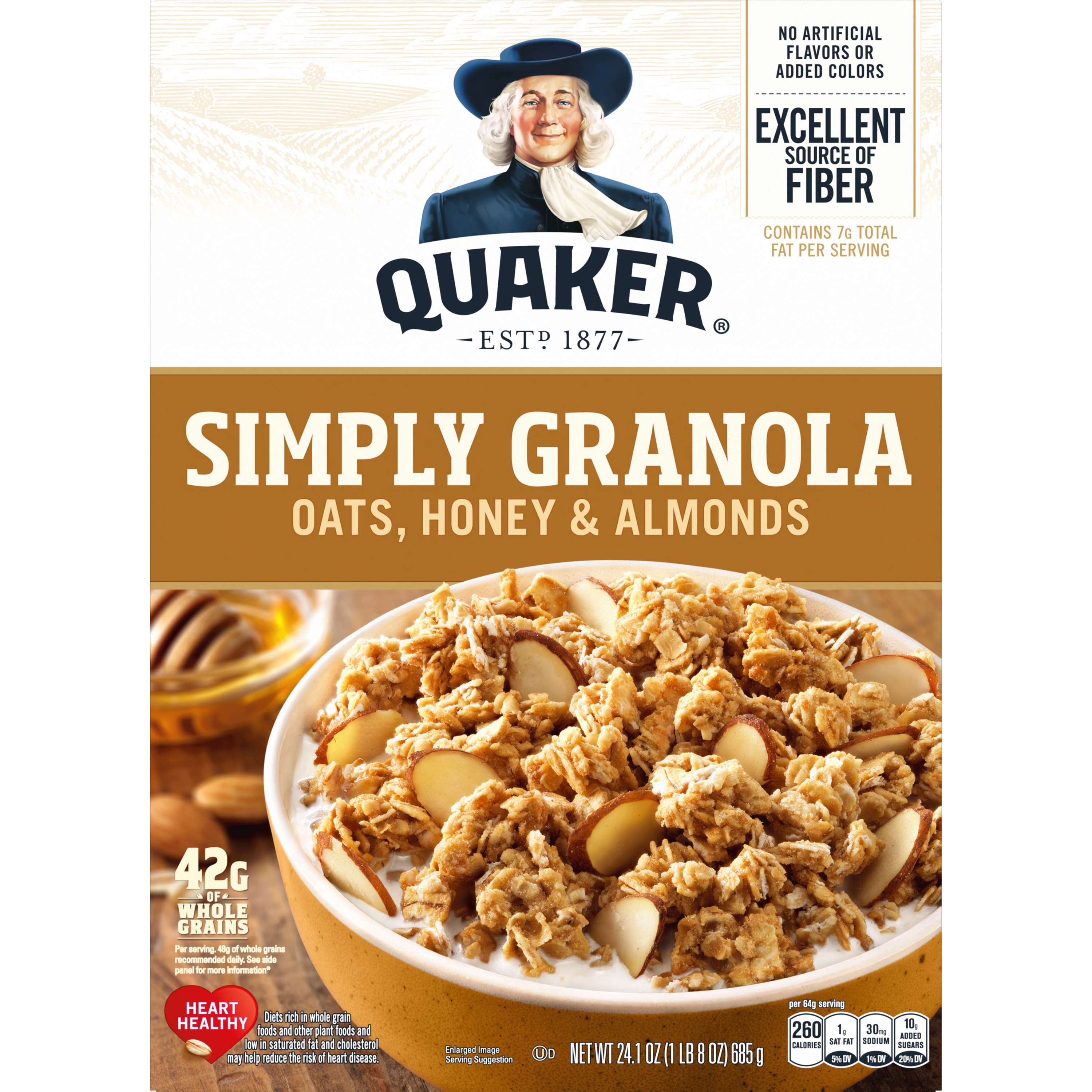 Quaker, Simply Granola, Oats, Honey & Almonds, Granola
