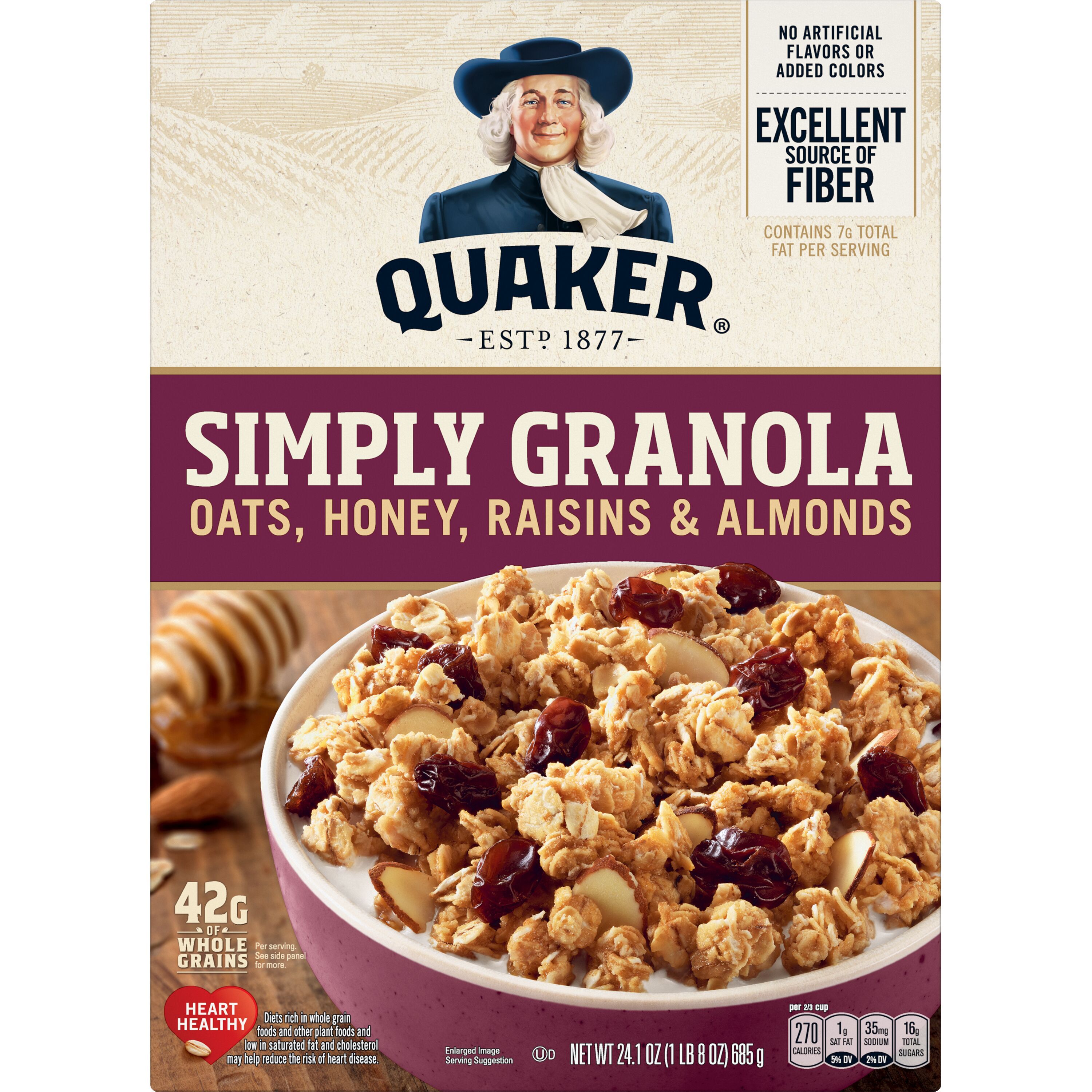 Quaker, Simply Granola, Oats, Honey, Raisins & Almonds, Granola thumbnail