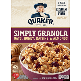 Quaker, Simply Granola, Oats, Honey, Raisins & Almonds, Granola