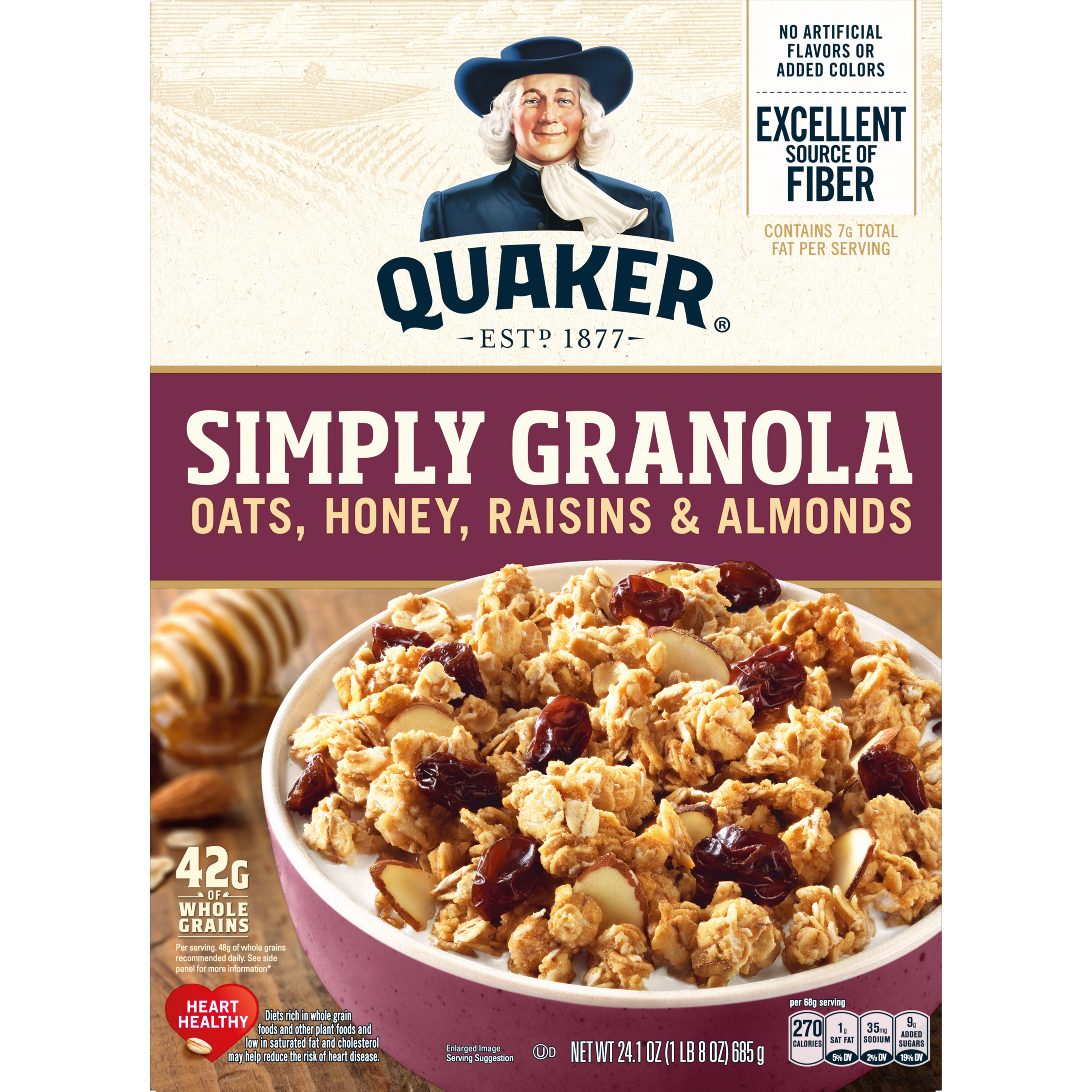 Quaker, Simply Granola, Oats, Honey, Raisins & Almonds, Granola
