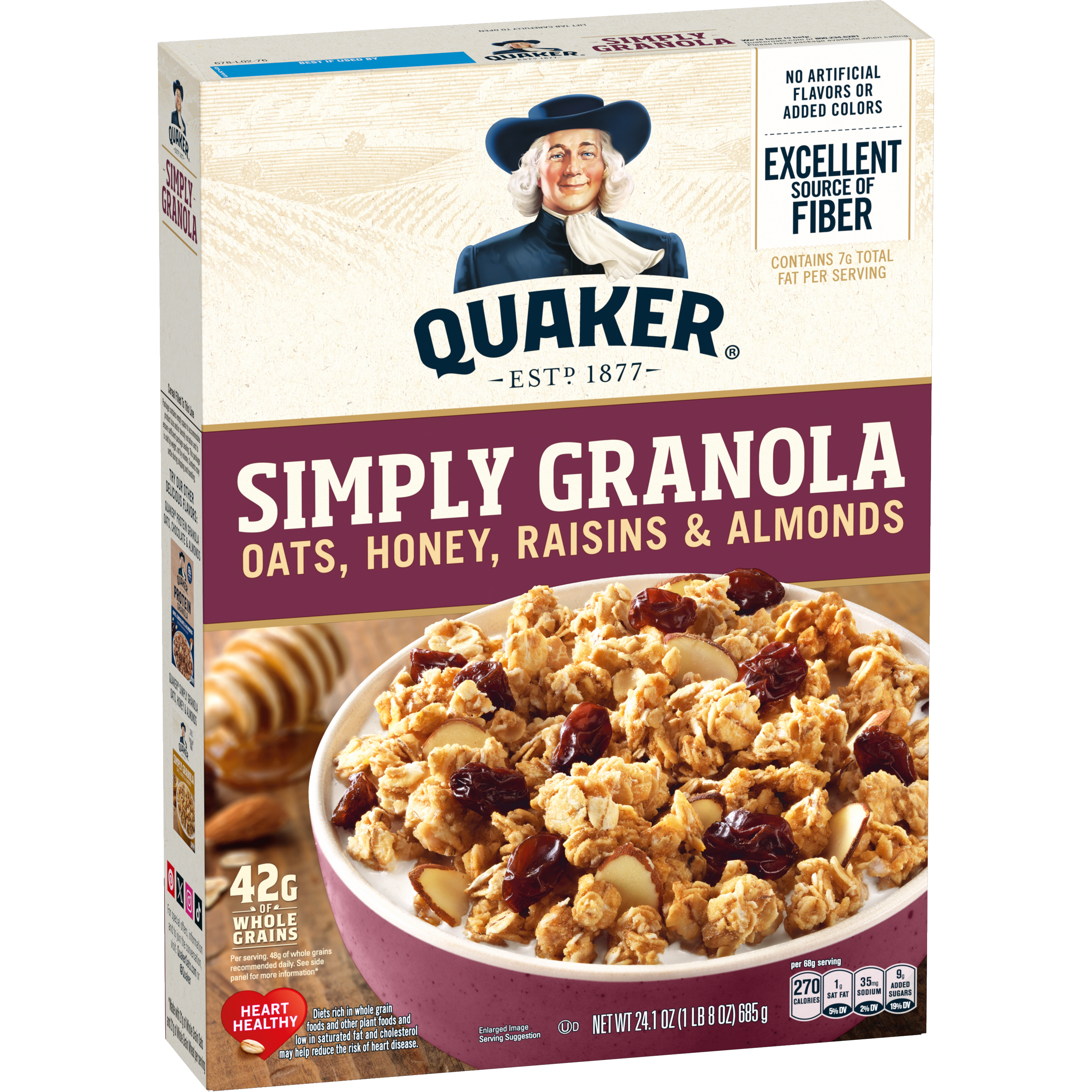 Quaker, Simply Granola, Oats, Honey, Raisins & Almonds, Granola thumbnail