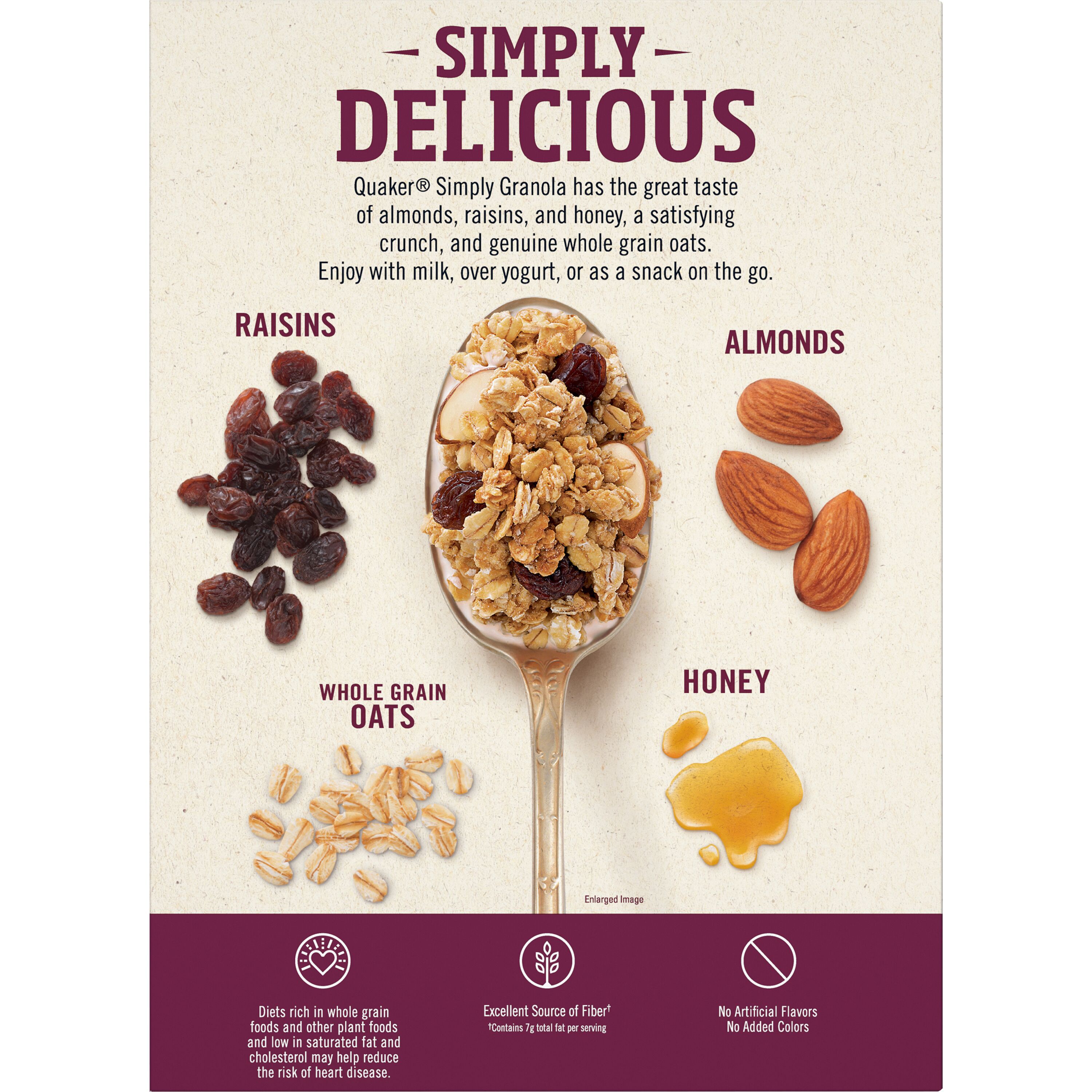 Quaker, Simply Granola, Oats, Honey, Raisins & Almonds, Granola thumbnail