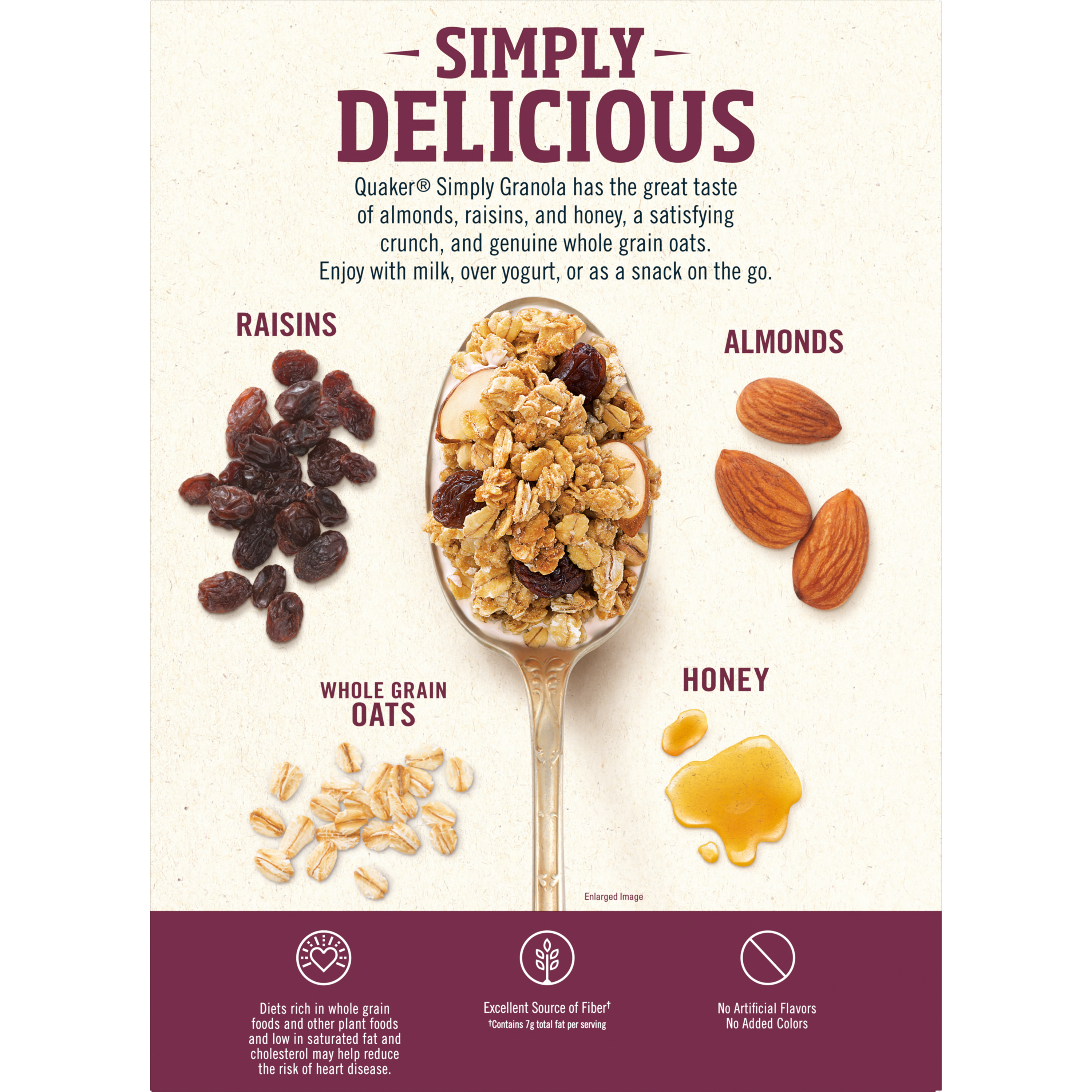 Quaker, Simply Granola, Oats, Honey, Raisins & Almonds, Granola thumbnail