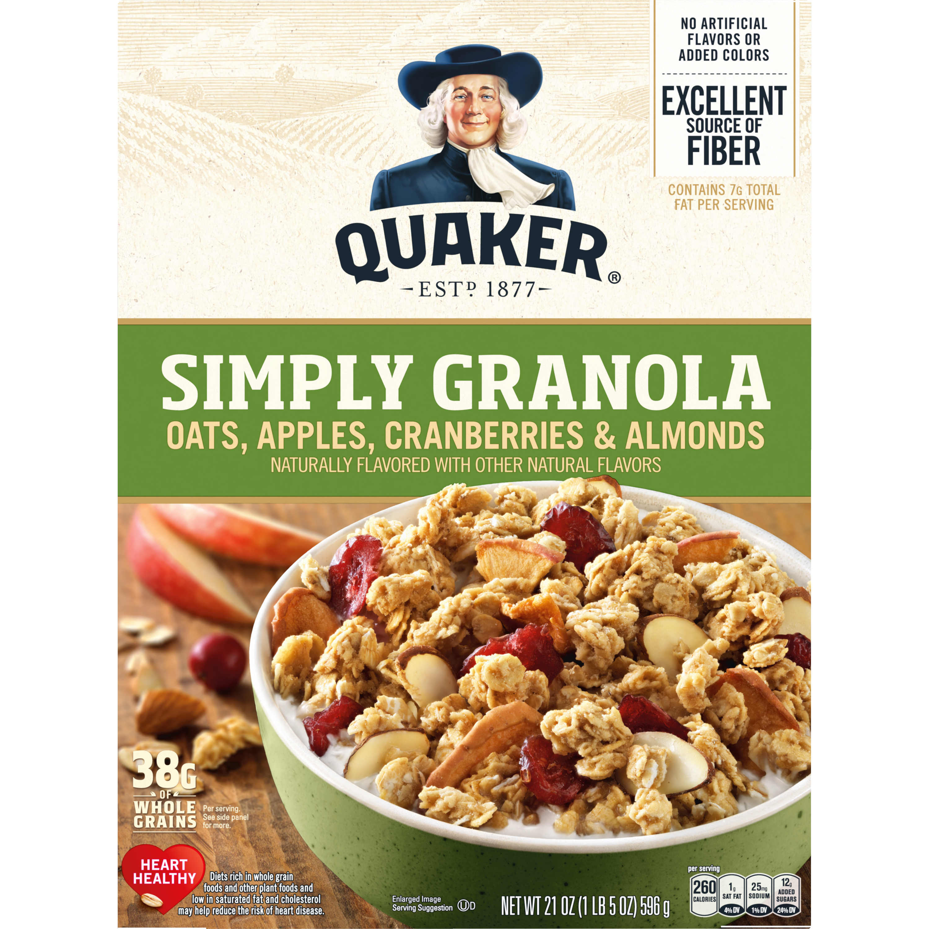 Quaker, Simply Granola, Oats, Apples, Cranberries & Almonds Flavored, Granola