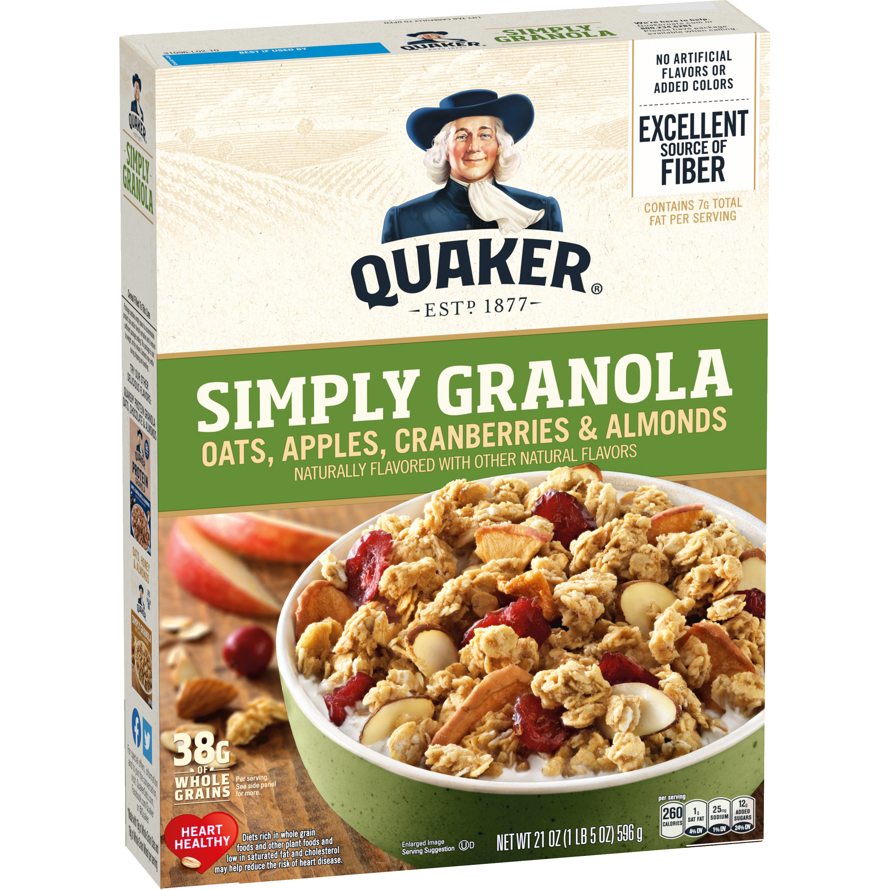 Quaker, Simply Granola, Oats, Apples, Cranberries & Almonds Flavored, Granola thumbnail