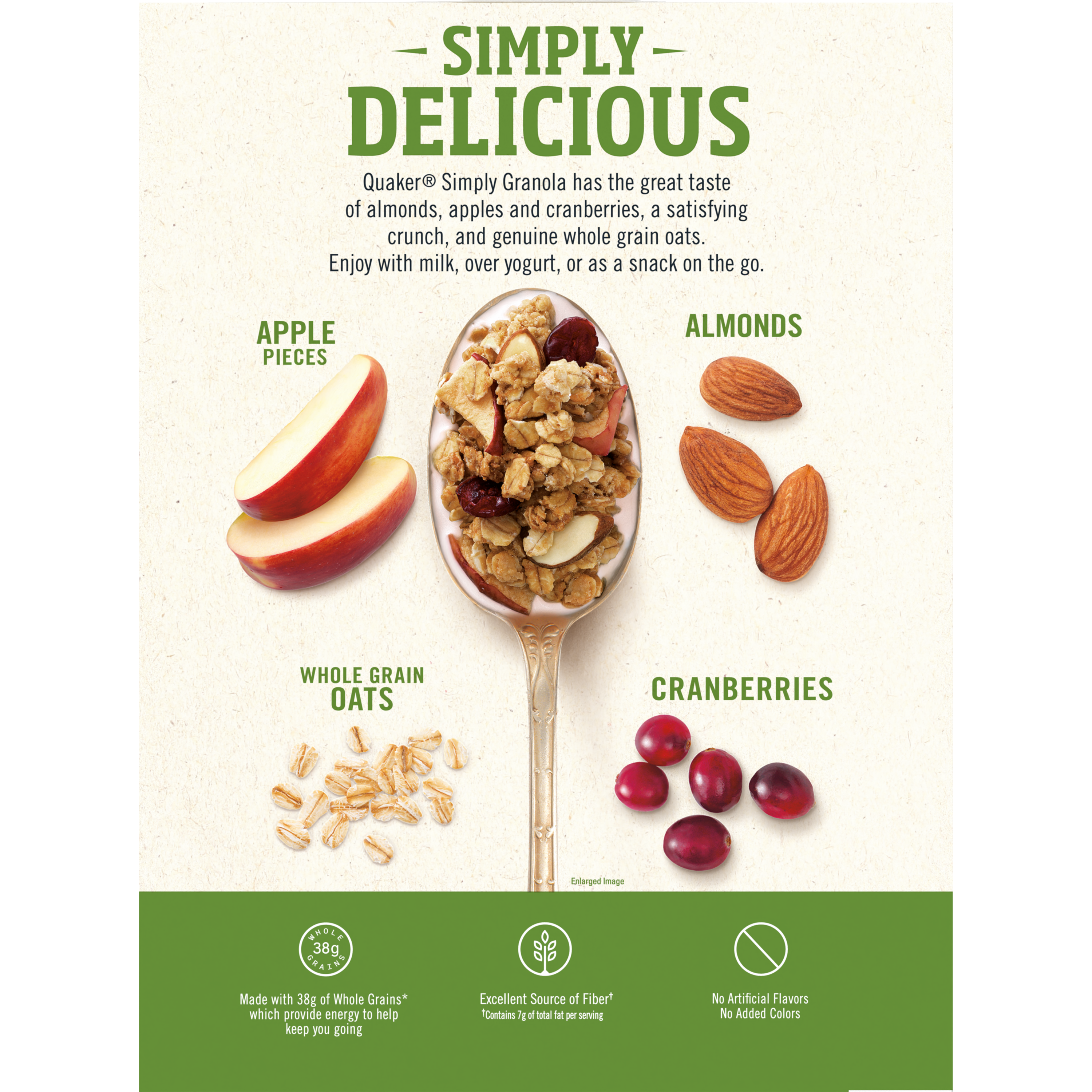 Quaker, Simply Granola, Oats, Apples, Cranberries & Almonds Flavored, Granola thumbnail
