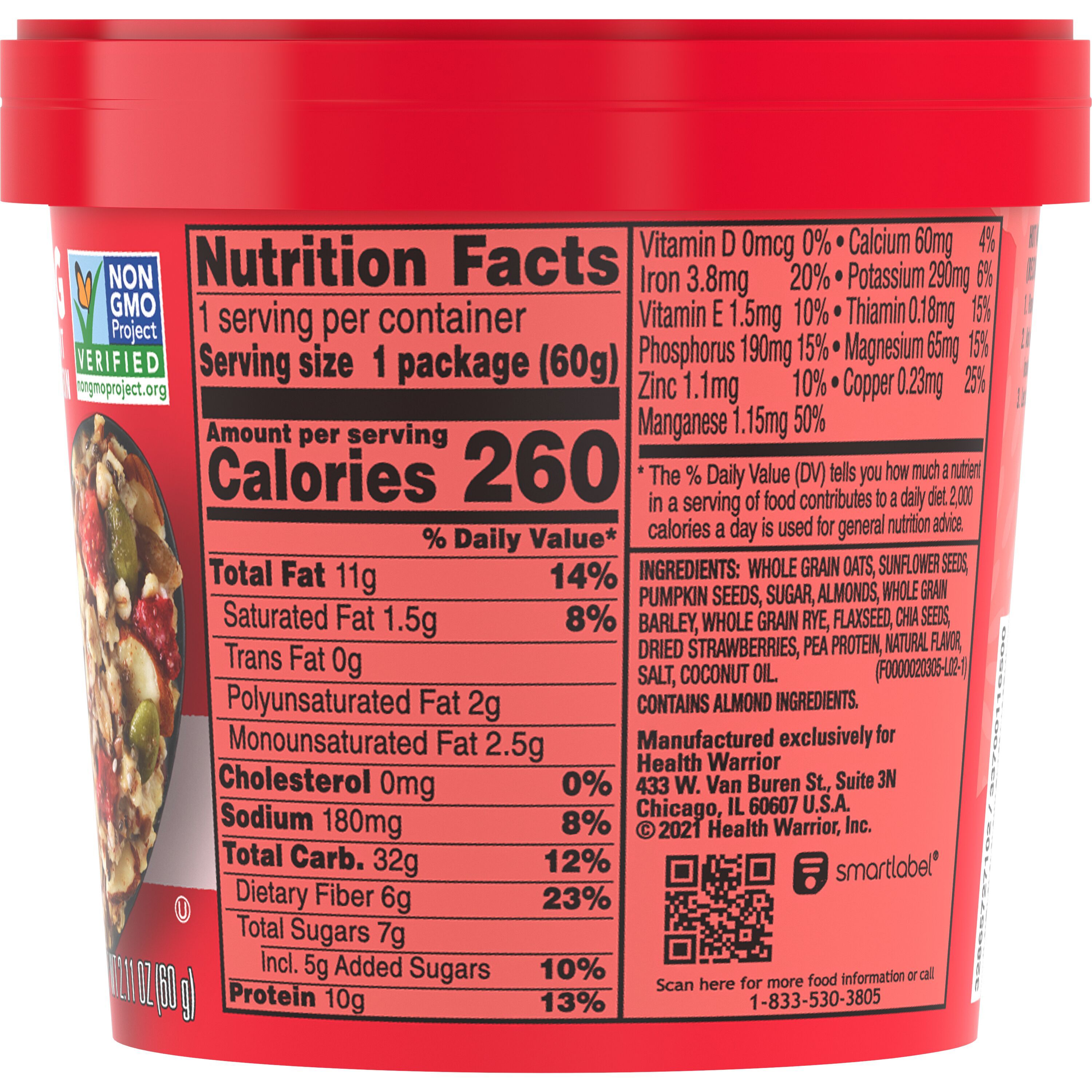 Health Warrior, Strawberry Almond Flavor, Grains & Seeds Oatmeal thumbnail