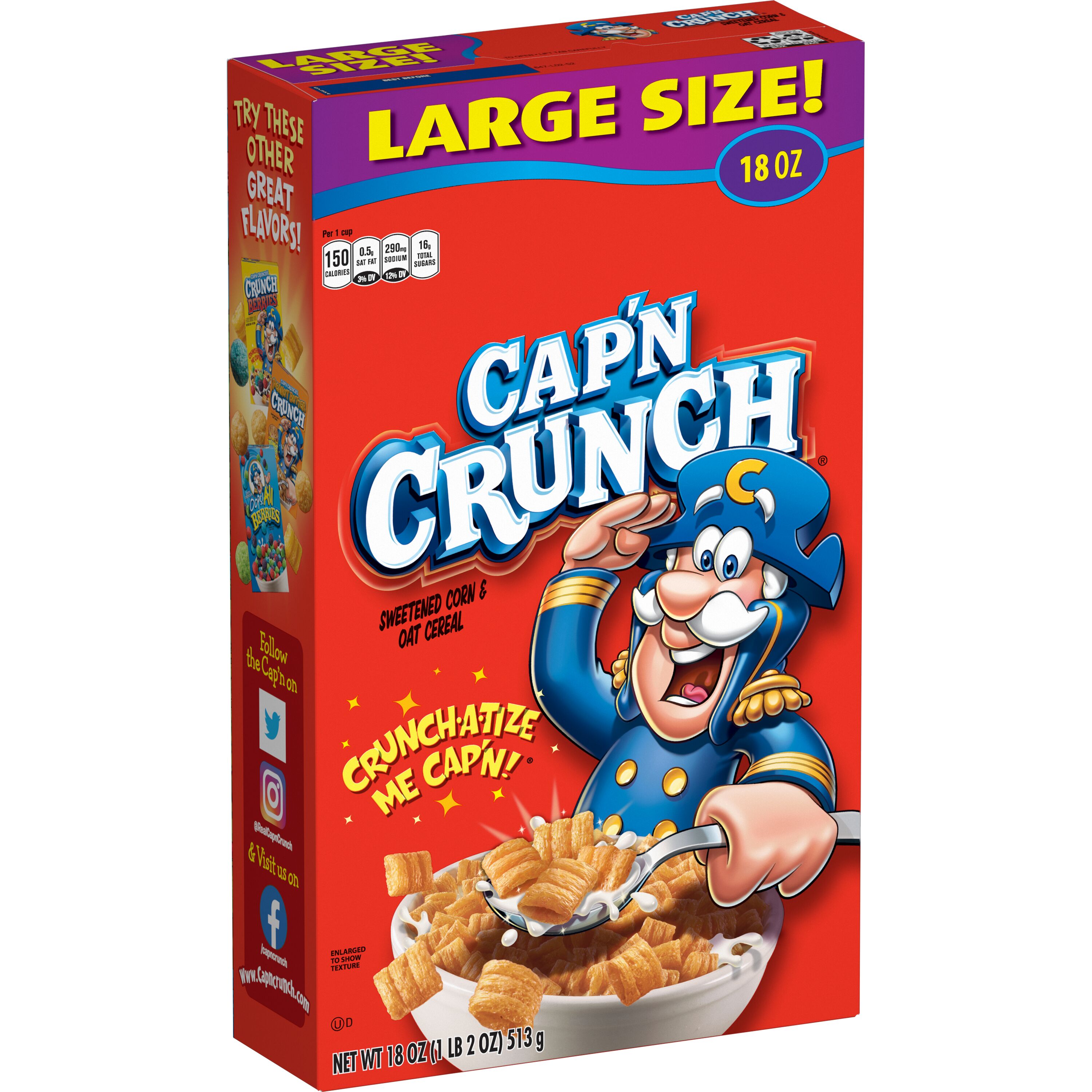Cap'n Crunch, Large Size, Sweetened Corn & Oat Cereal thumbnail
