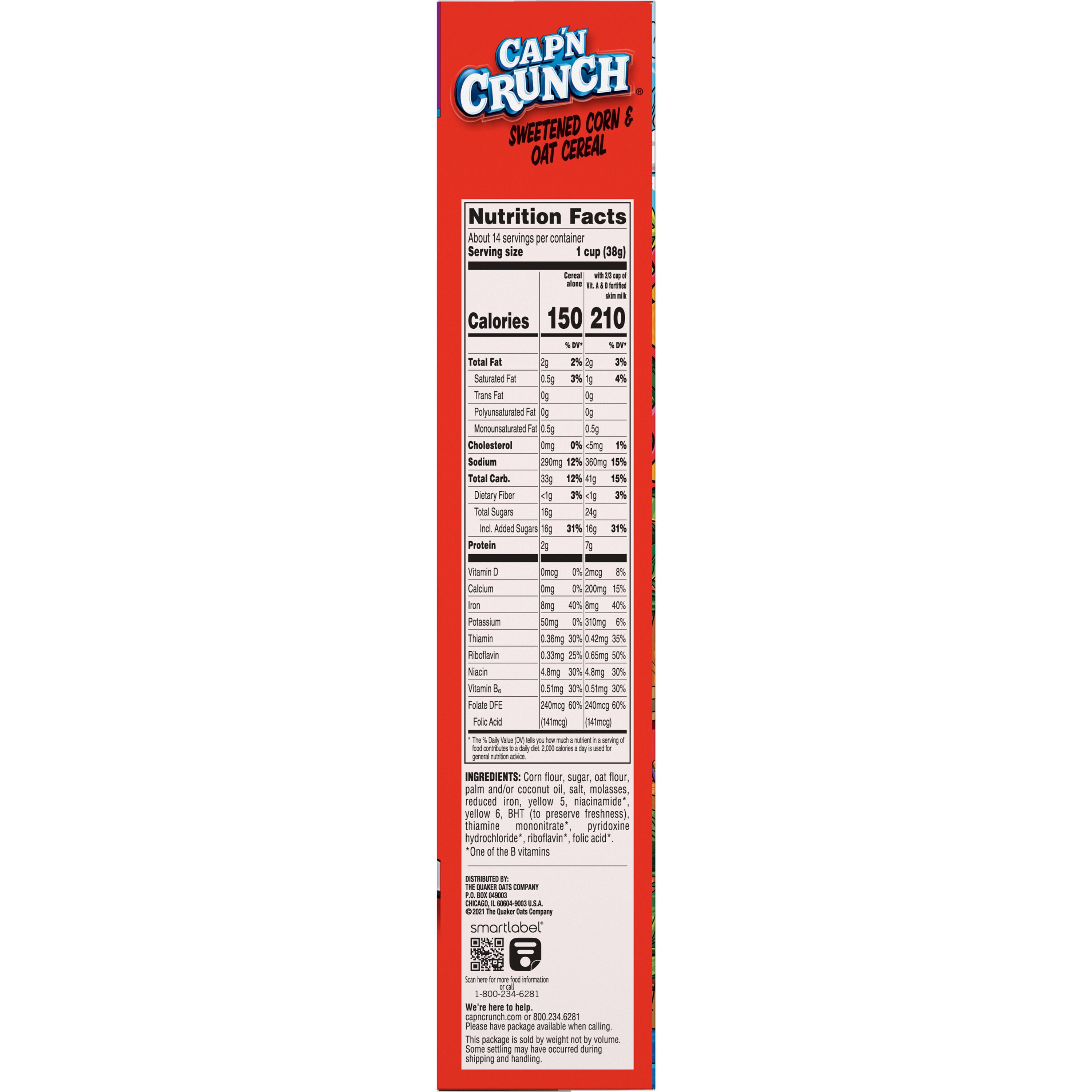 Cap'n Crunch, Large Size, Sweetened Corn & Oat Cereal thumbnail