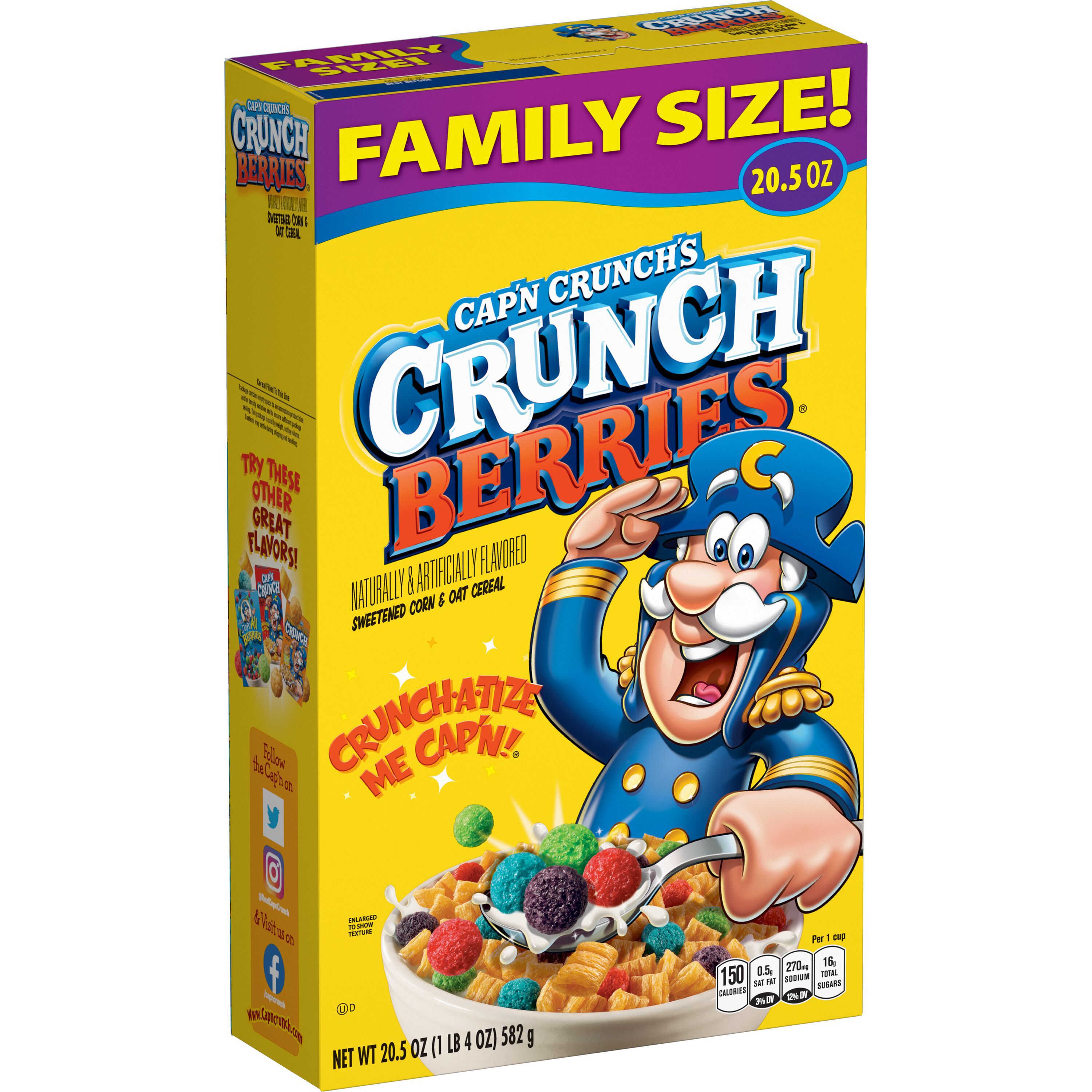 Cap’n Crunch’s, Family Size, Crunch Berries Naturally & Artificially Flavored, Sweetened Corn & Oat Cereal thumbnail