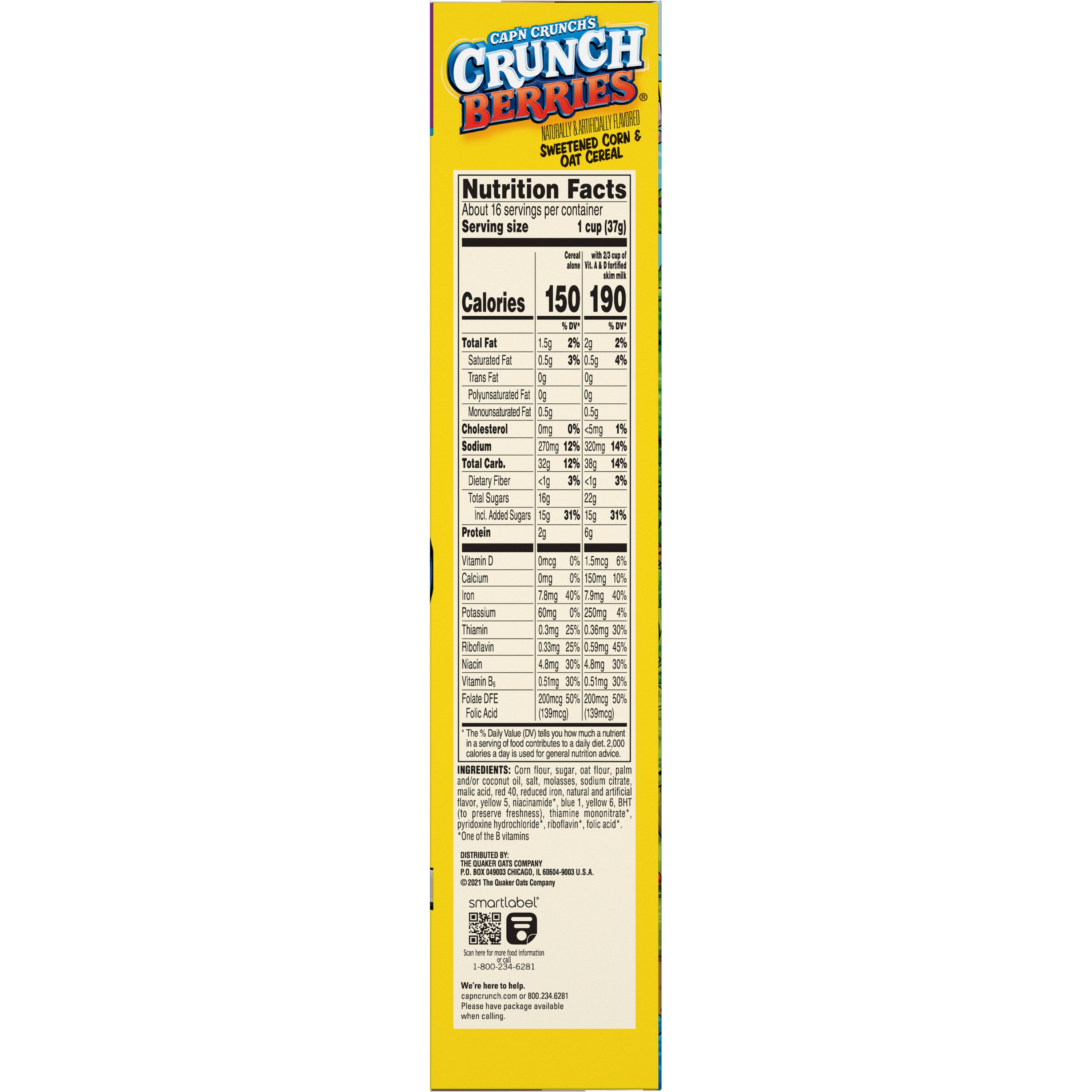 Cap’n Crunch’s, Family Size, Crunch Berries Naturally & Artificially Flavored, Sweetened Corn & Oat Cereal thumbnail