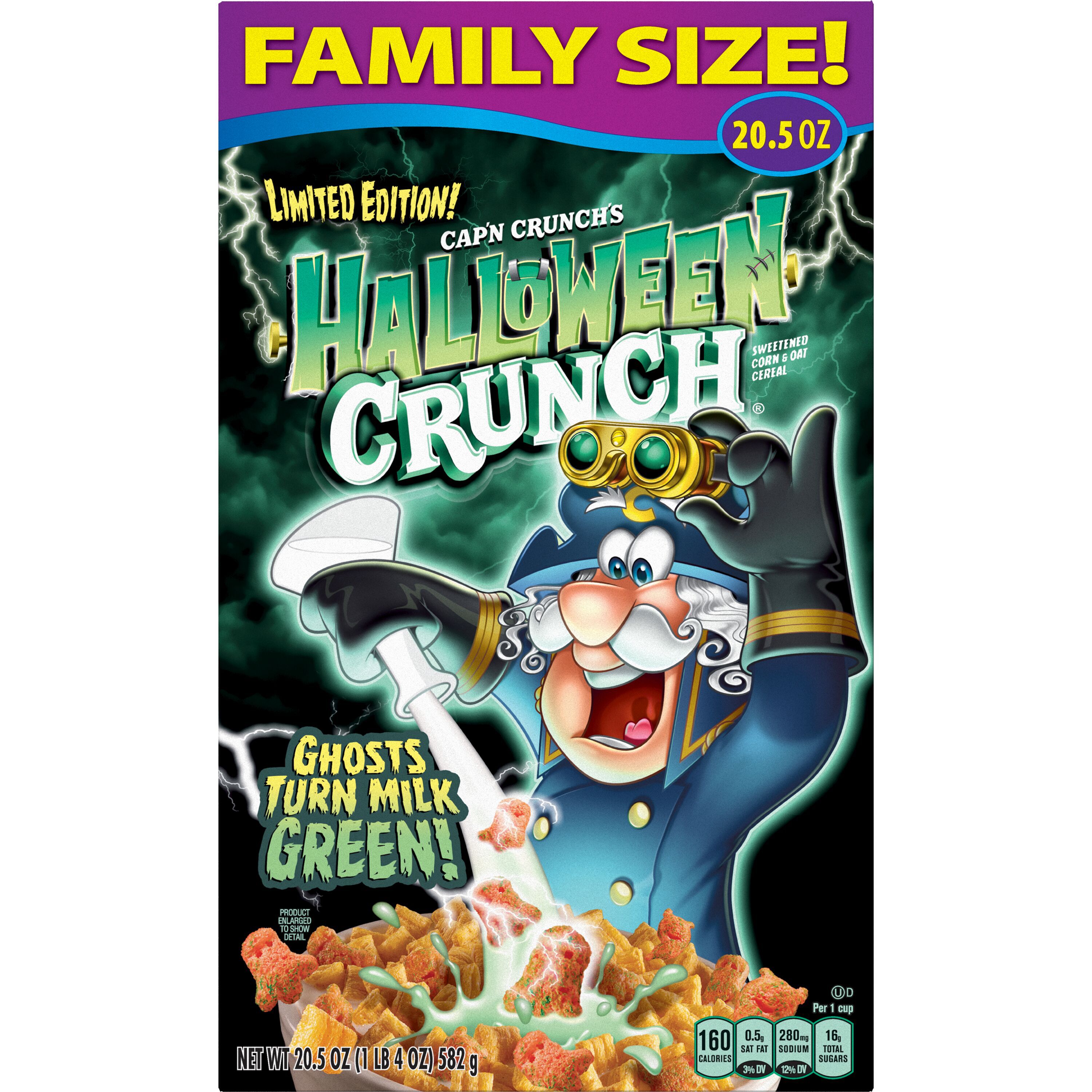 Cap'n Crunch's, Limited Edition, Family Size, Halloween Crunch, Sweetened Corn & Oat Cereal thumbnail