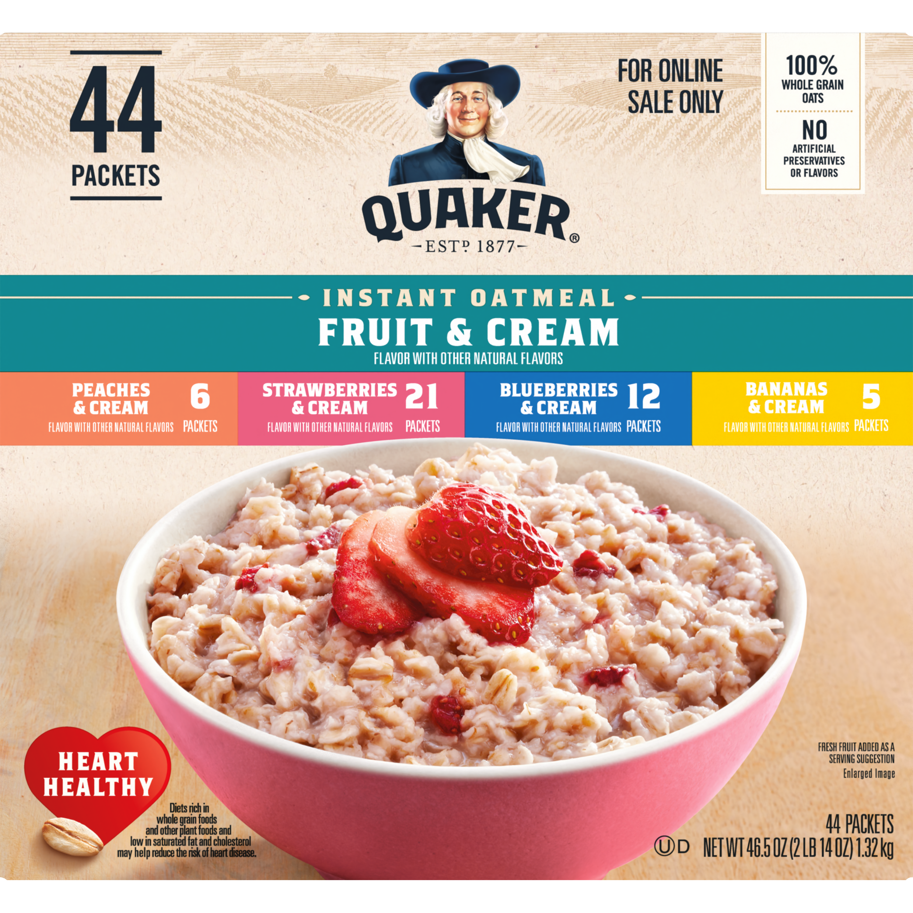 Quaker, Fruit & Cream Flavor Variety Mix, Instant Oatmeal thumbnail