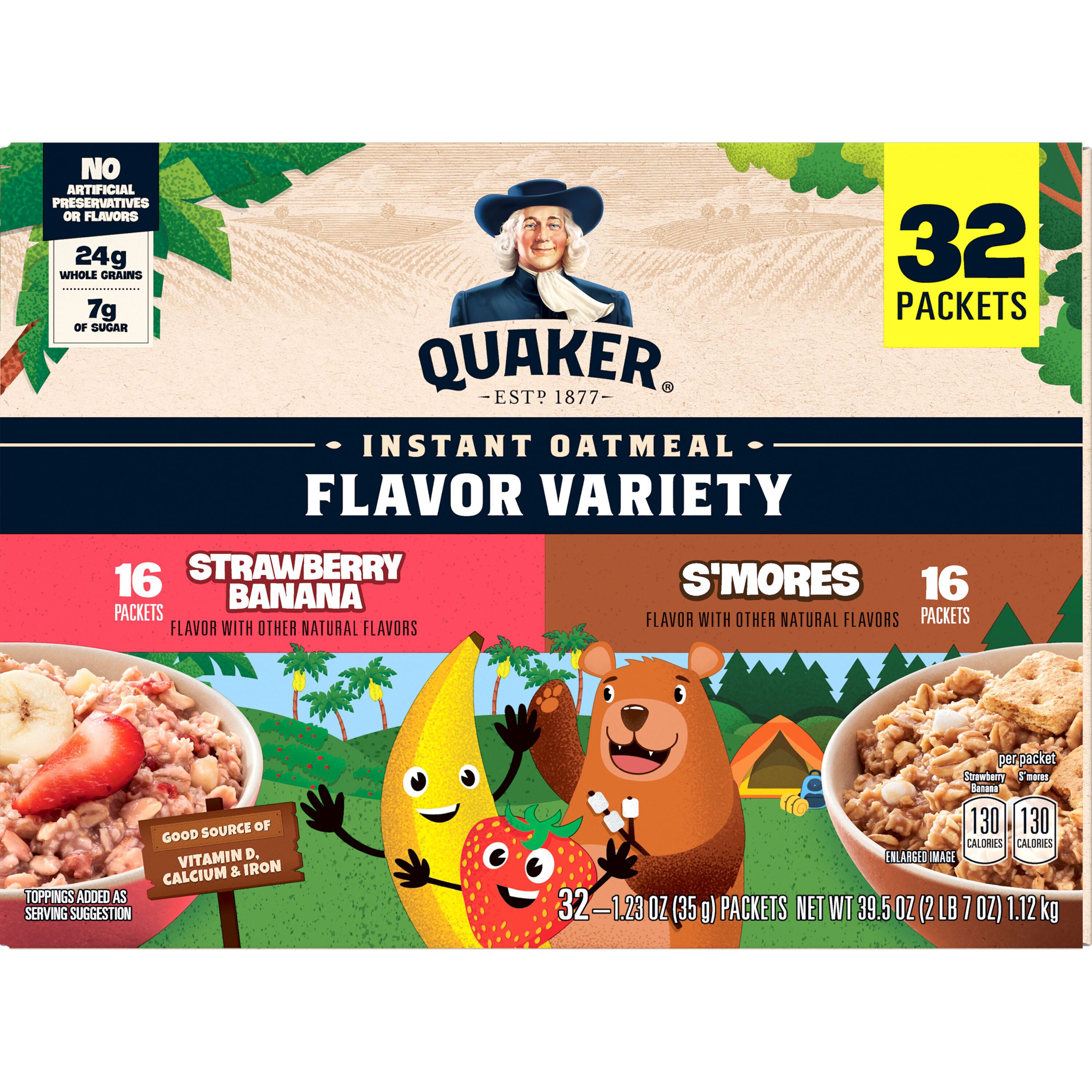Quaker, Strawberry Banana & S'Mores Flavor Variety, Instant Oatmeal