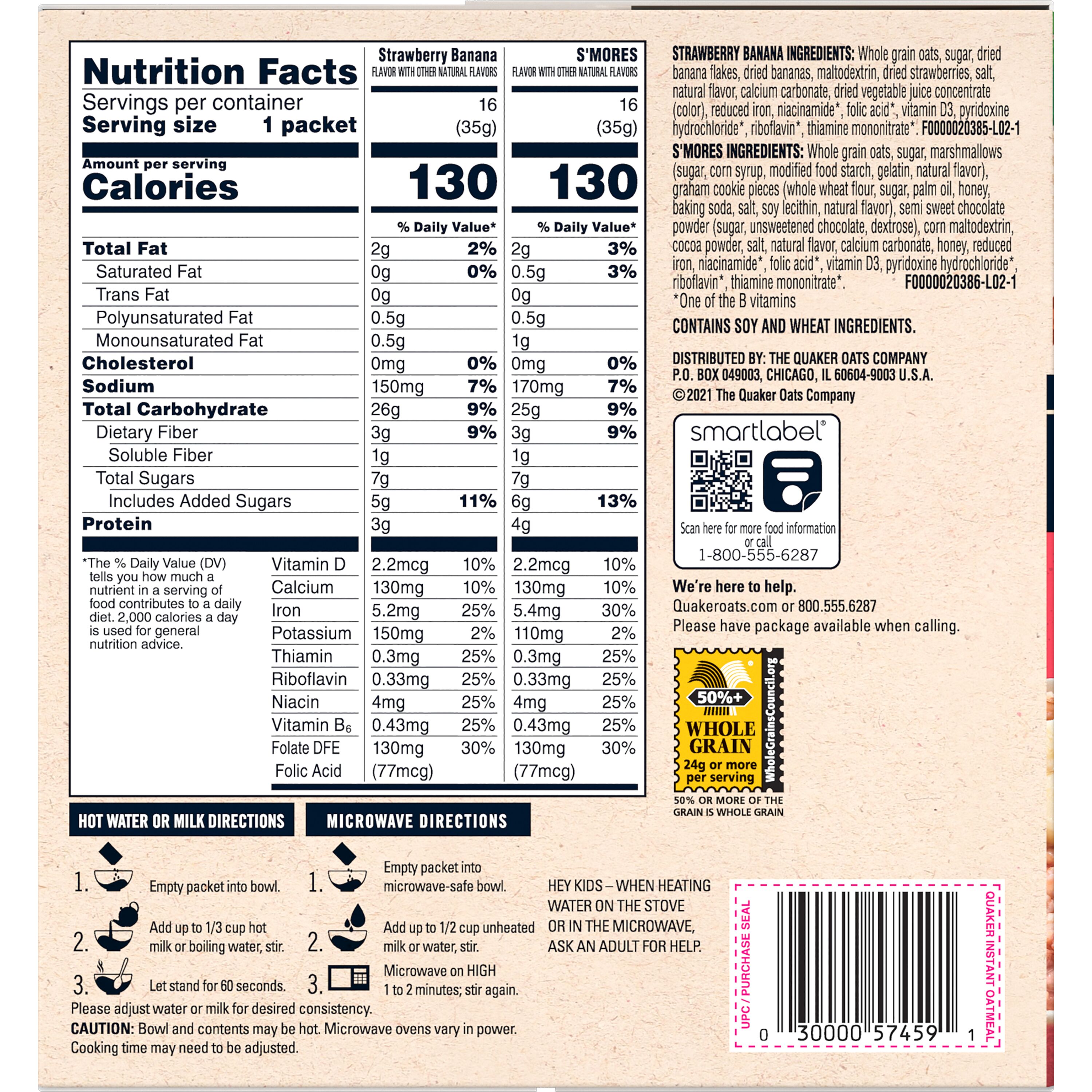 Quaker, Strawberry Banana & S'Mores Flavor Variety, Instant Oatmeal thumbnail