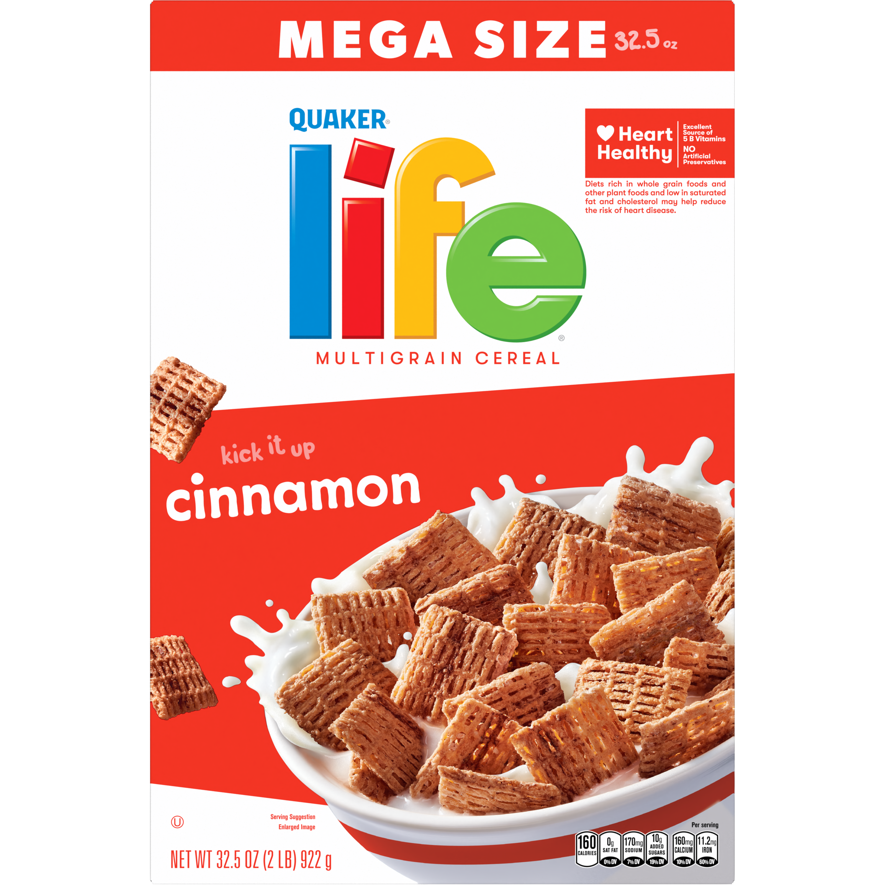Quaker, Life, Mega Size, Cinnamon, Multigrain Cereal