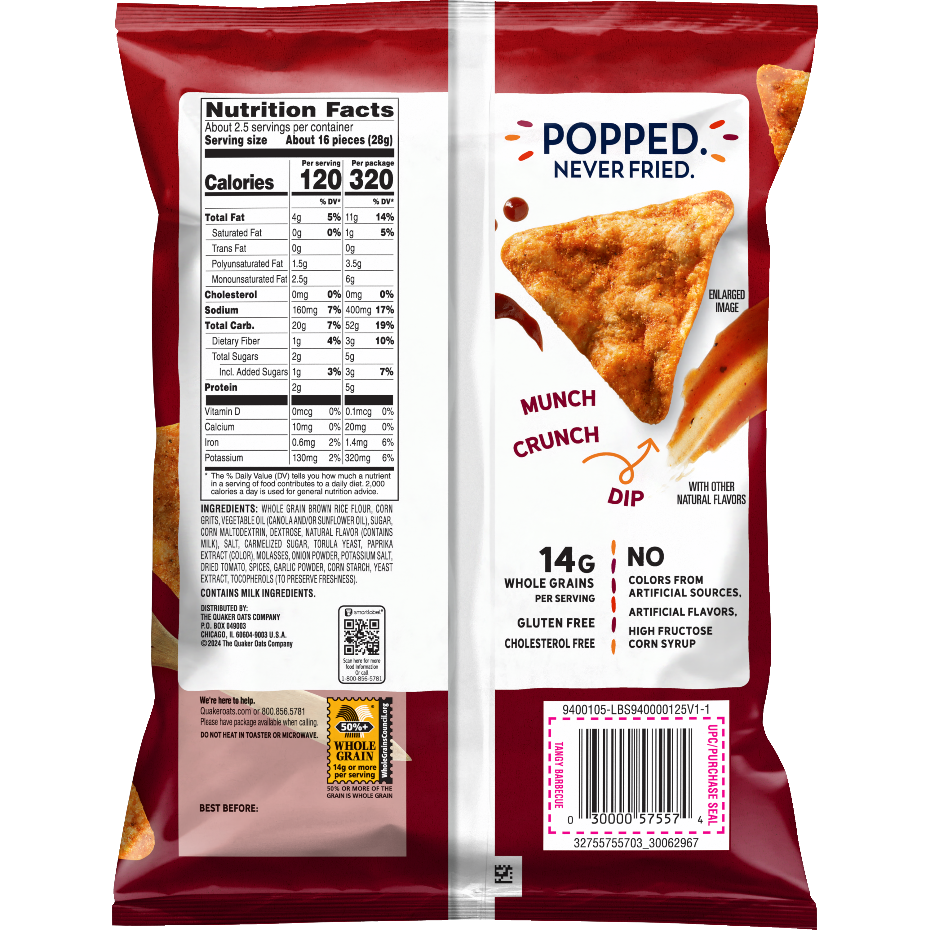 Quaker, Tangy Barbecue Flavor, Rice Chips thumbnail