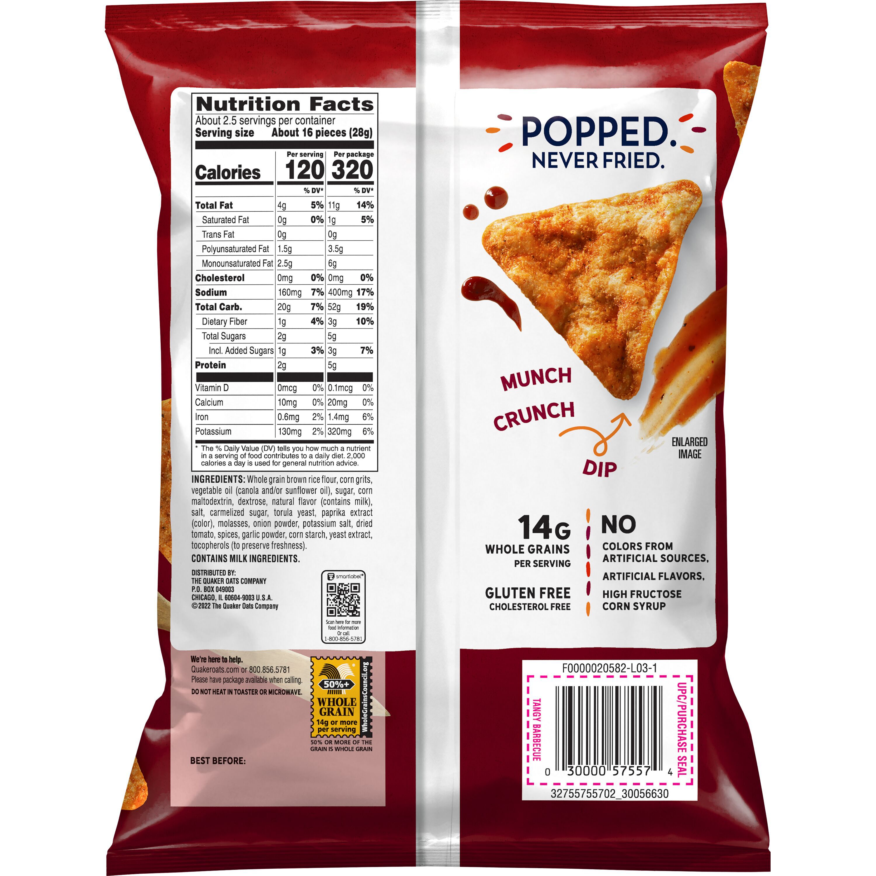 Quaker, Tangy Barbecue Flavor, Rice Chips thumbnail