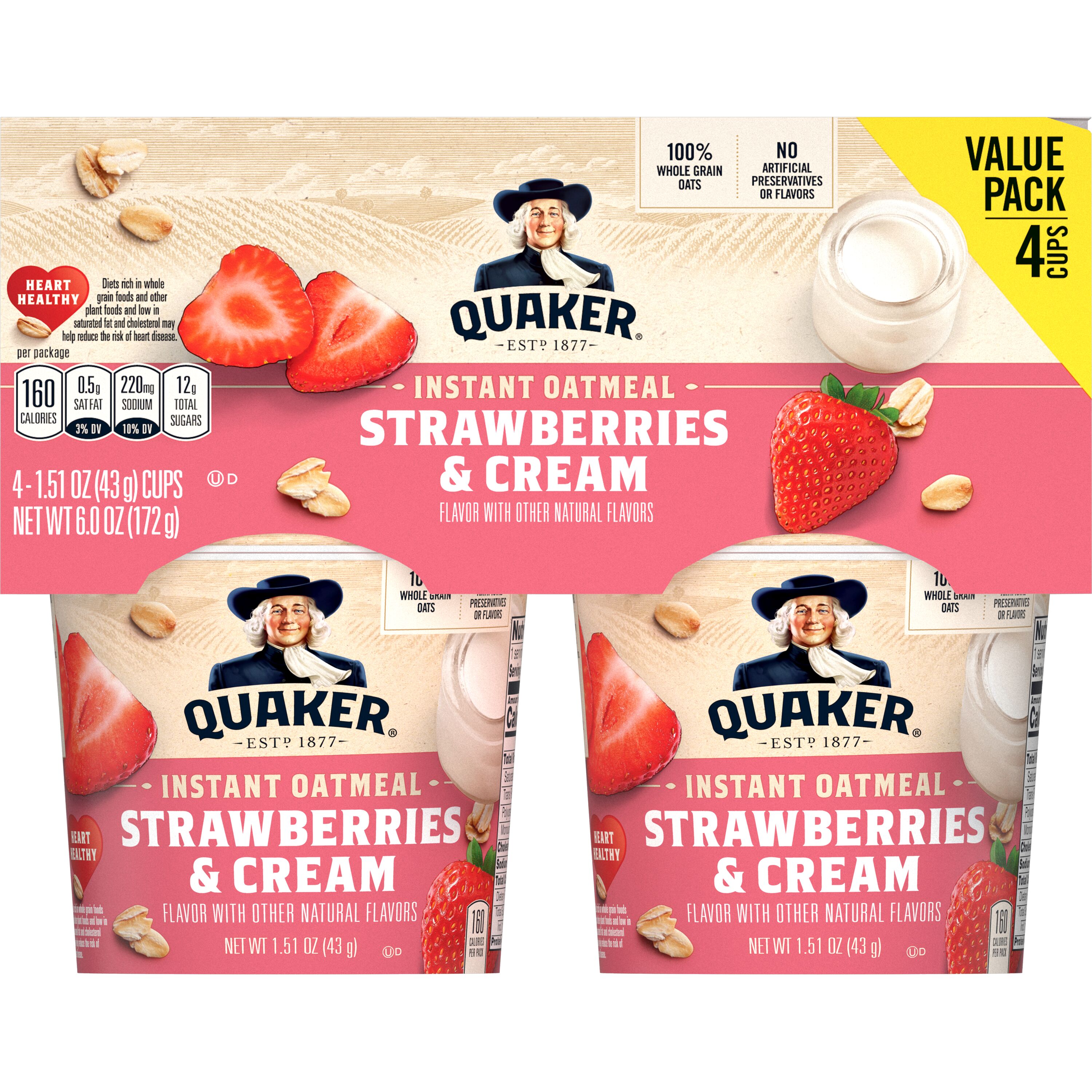 Quaker, Strawberries & Cream Flavor, Instant Oatmeal