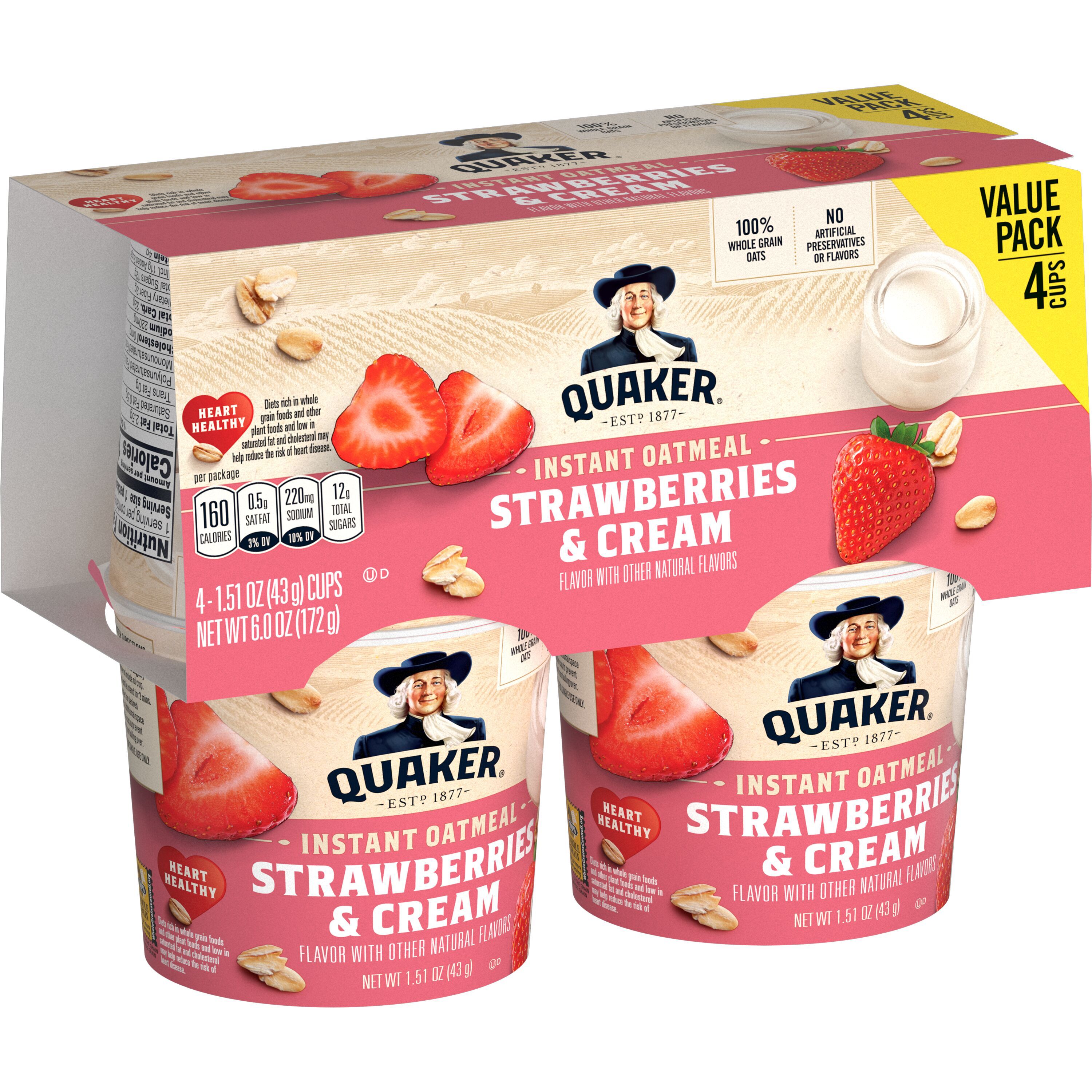 Quaker, Strawberries & Cream Flavor, Instant Oatmeal thumbnail
