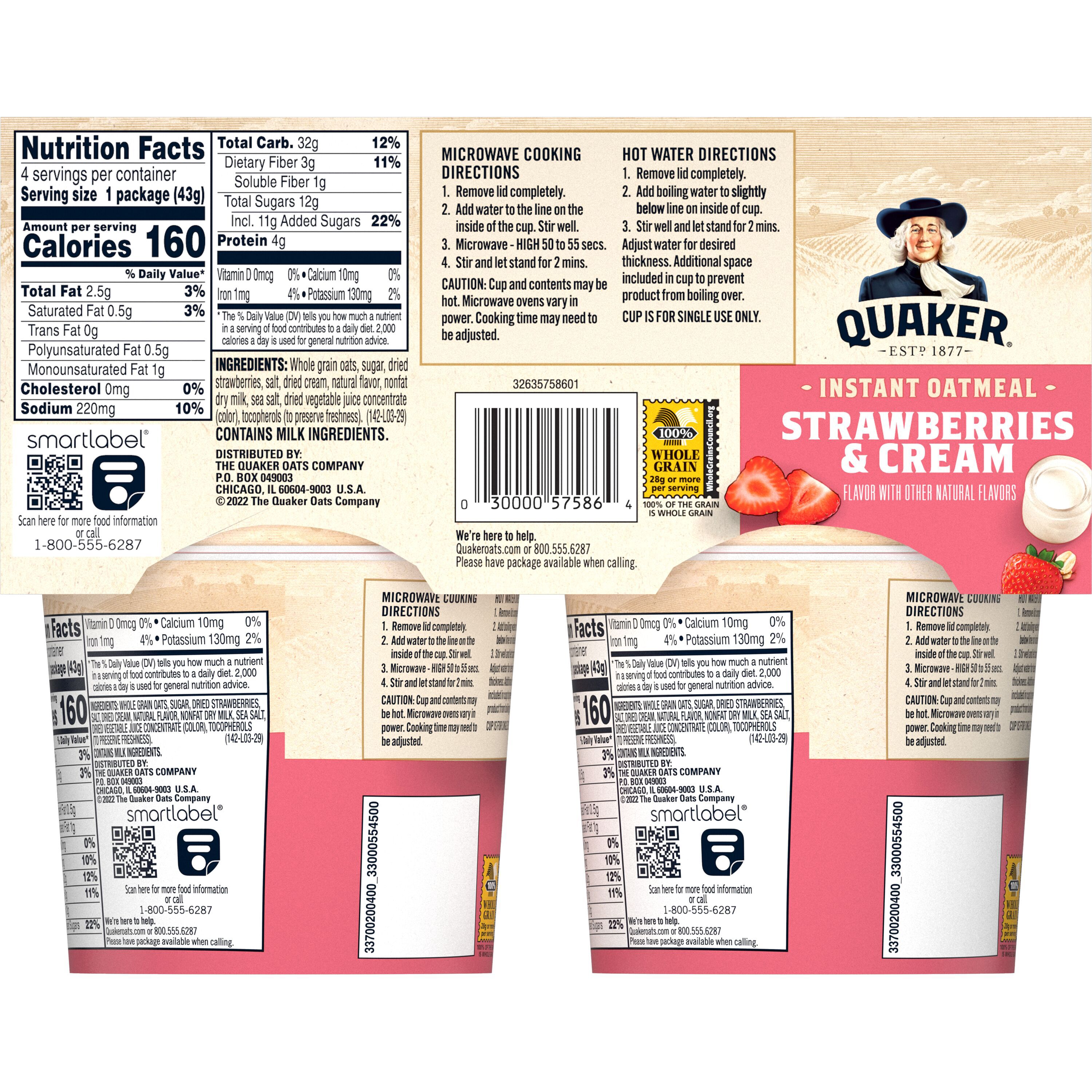 Quaker, Strawberries & Cream Flavor, Instant Oatmeal thumbnail