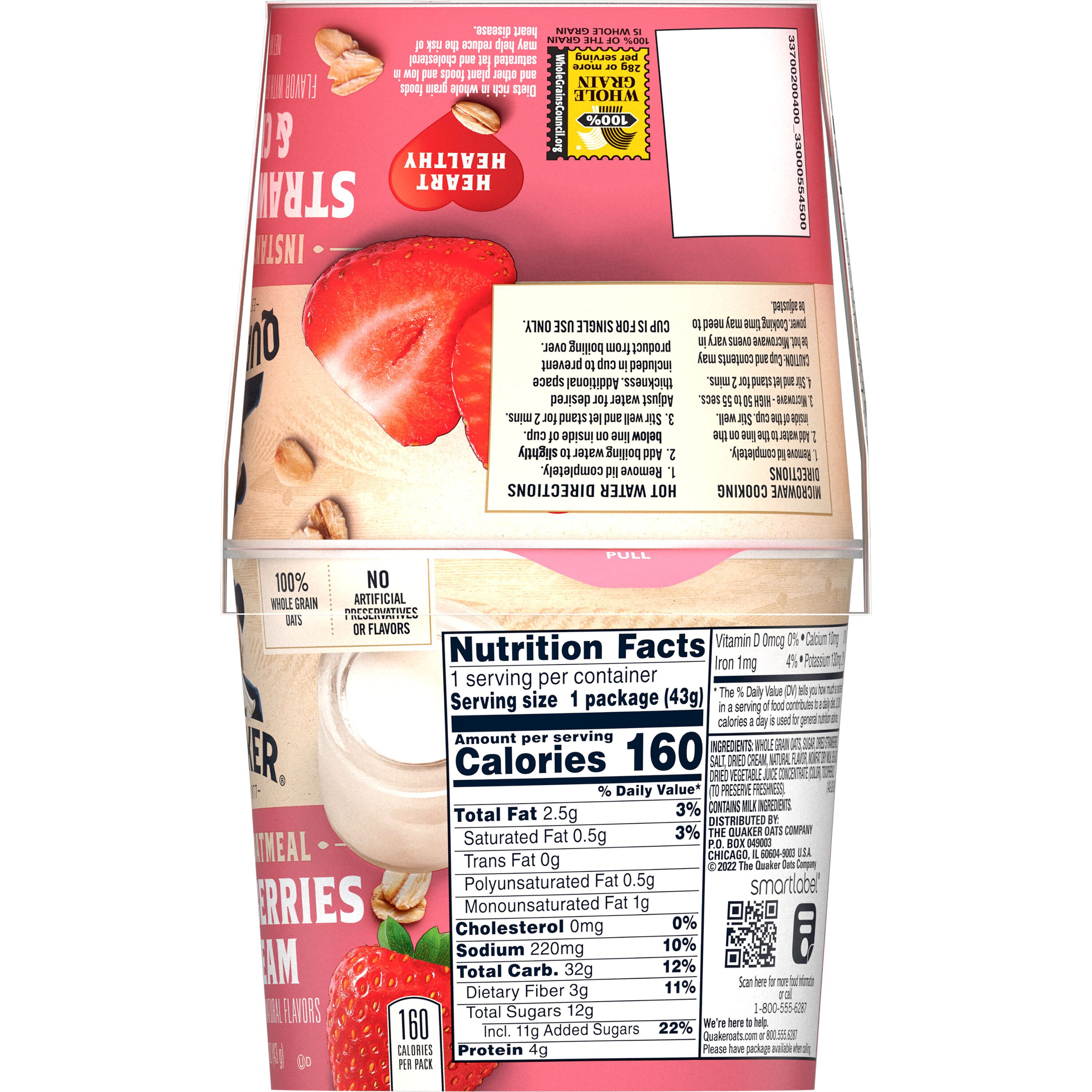 Quaker, Strawberries & Cream Flavor, Instant Oatmeal thumbnail
