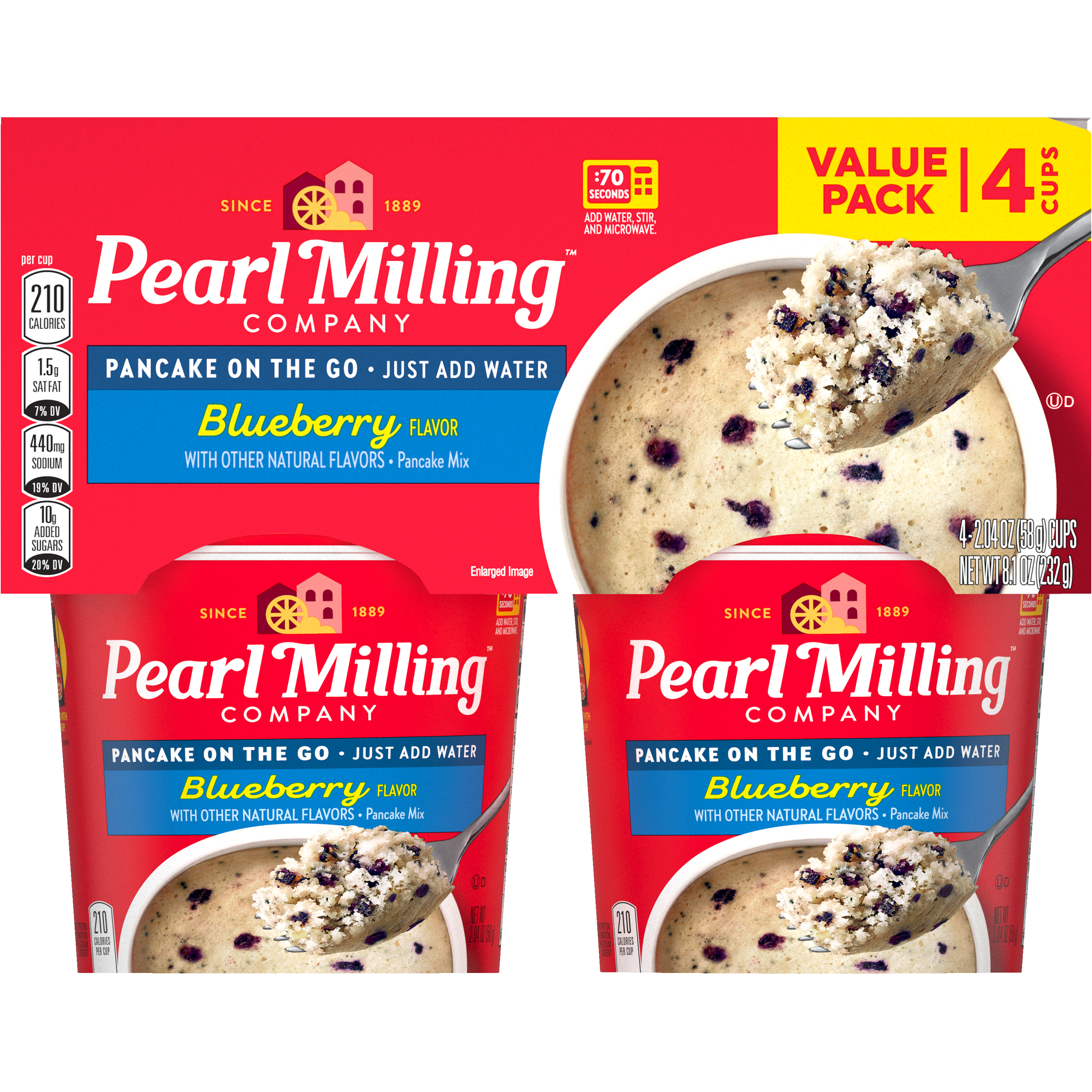 Pearl Milling Company, Pancake On The Go, Blueberry Flavor, Pancake Mix