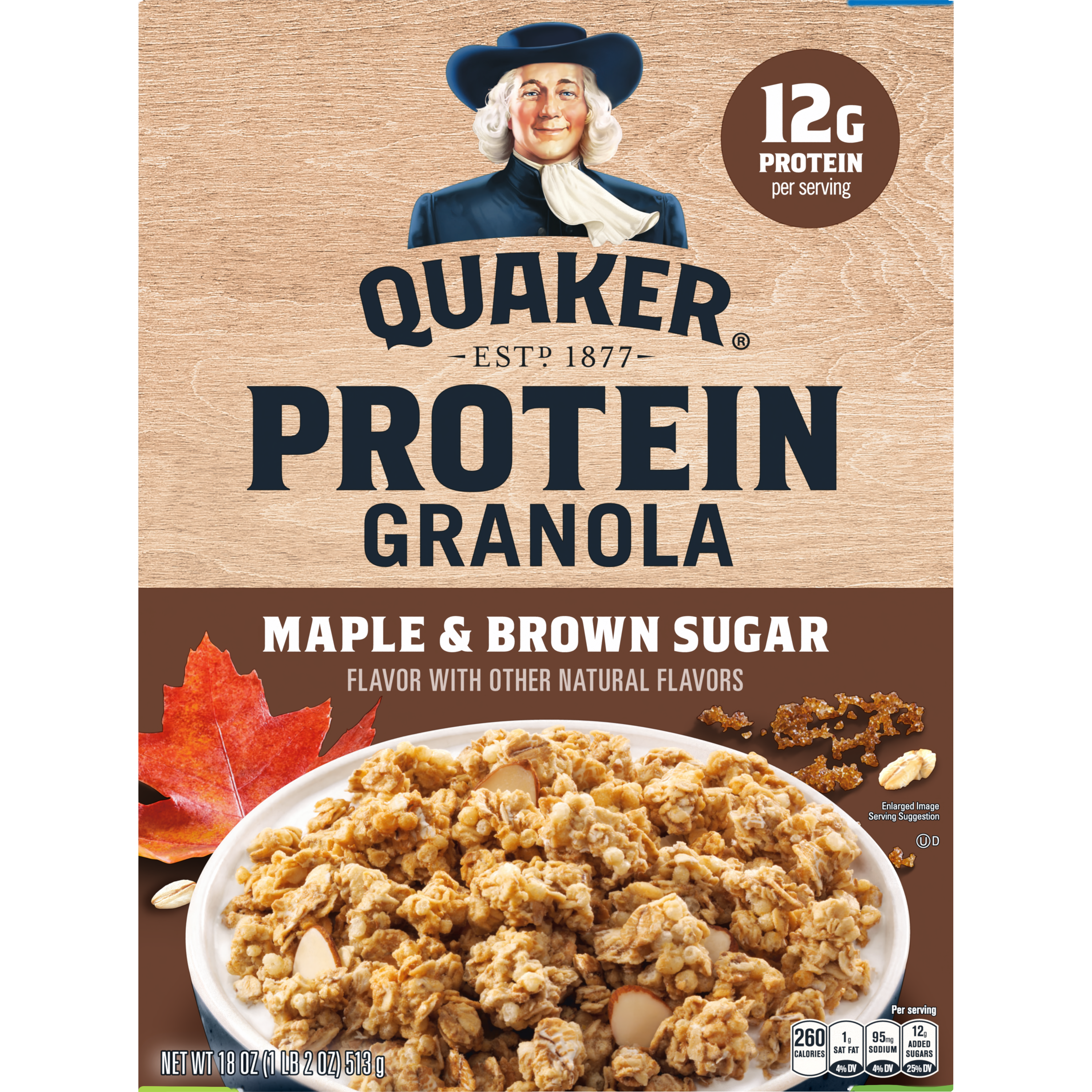 Quaker, Protein, Maple & Brown Sugar Flavor, Granola