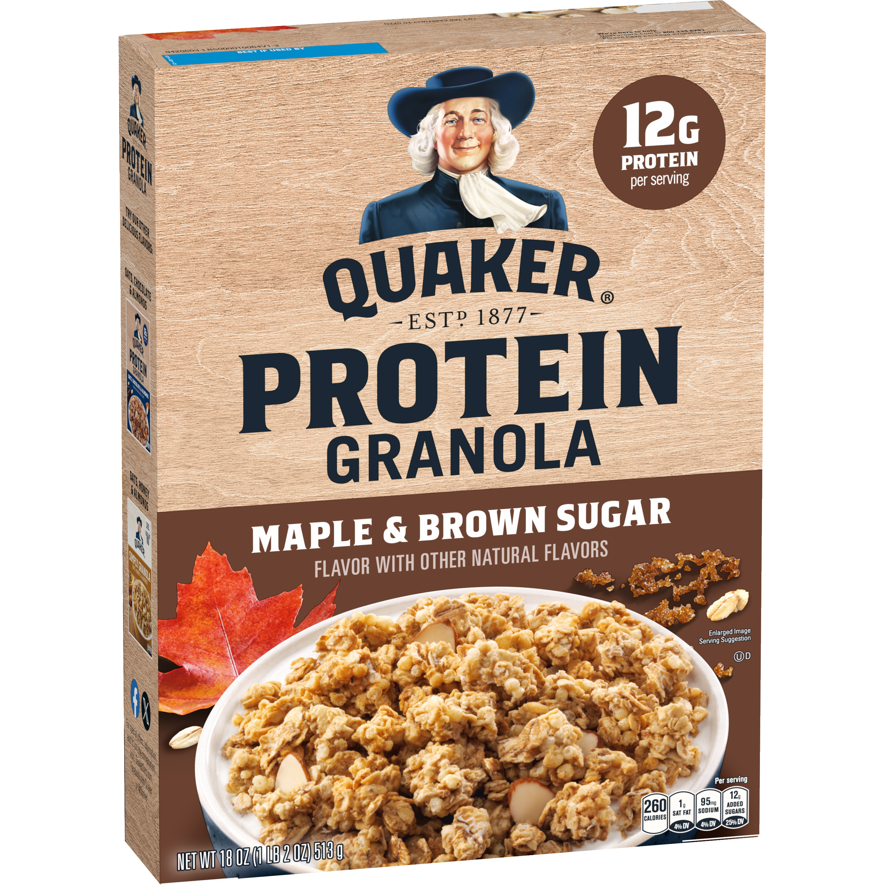 Quaker, Protein, Maple & Brown Sugar Flavor, Granola thumbnail