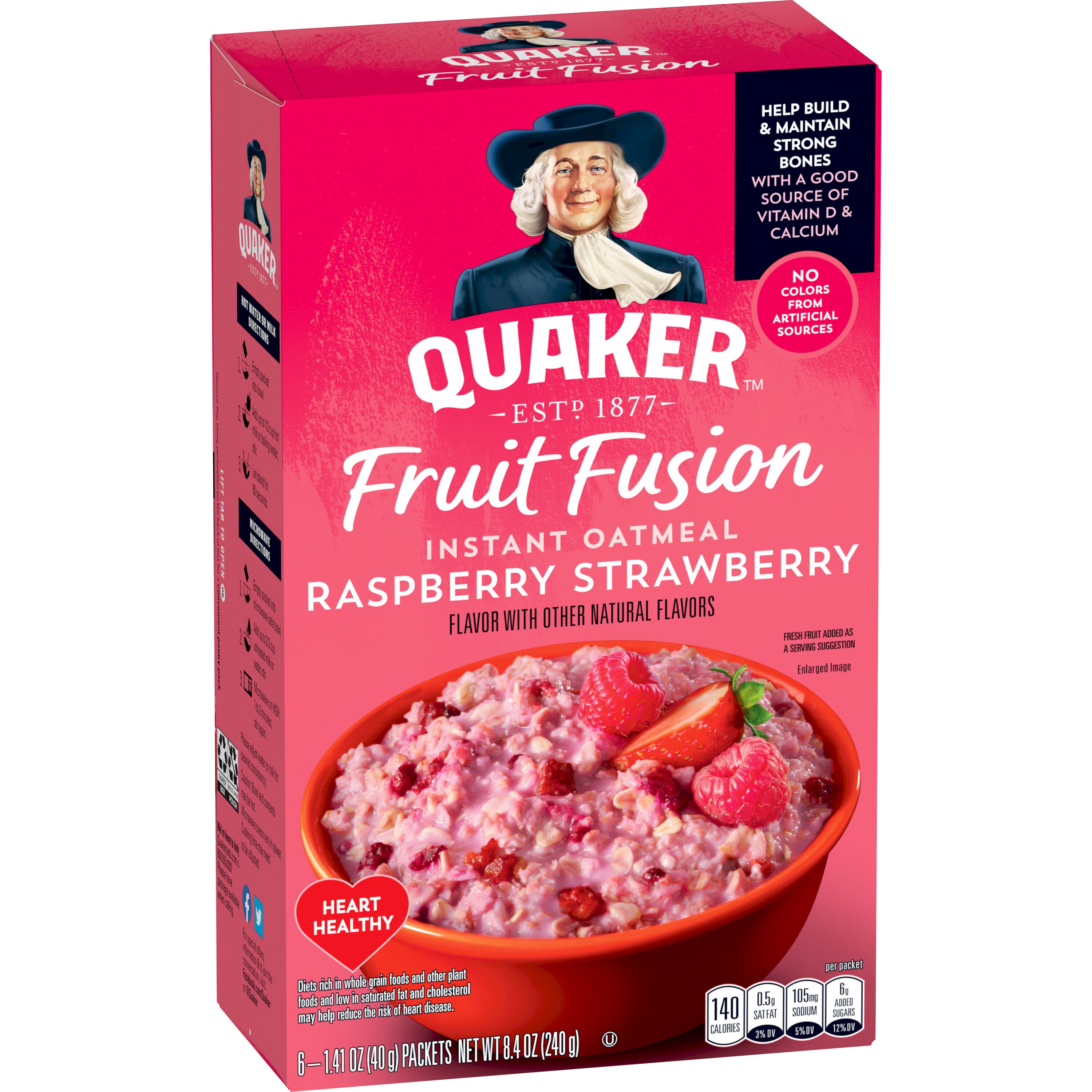 Quaker, Fruit Fusion, Raspberry Strawberry Flavor,  Instant Oatmeal thumbnail