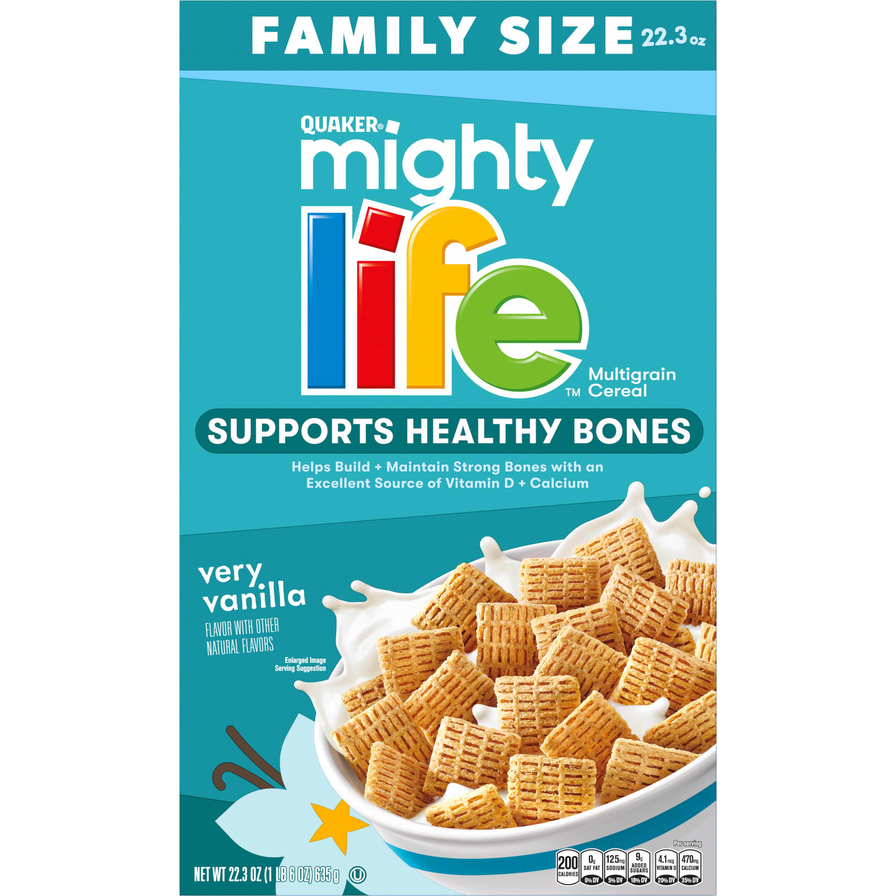 Quaker, Mighty, Life, Family Size, Very Vanilla Flavor, Multigrain Cereal