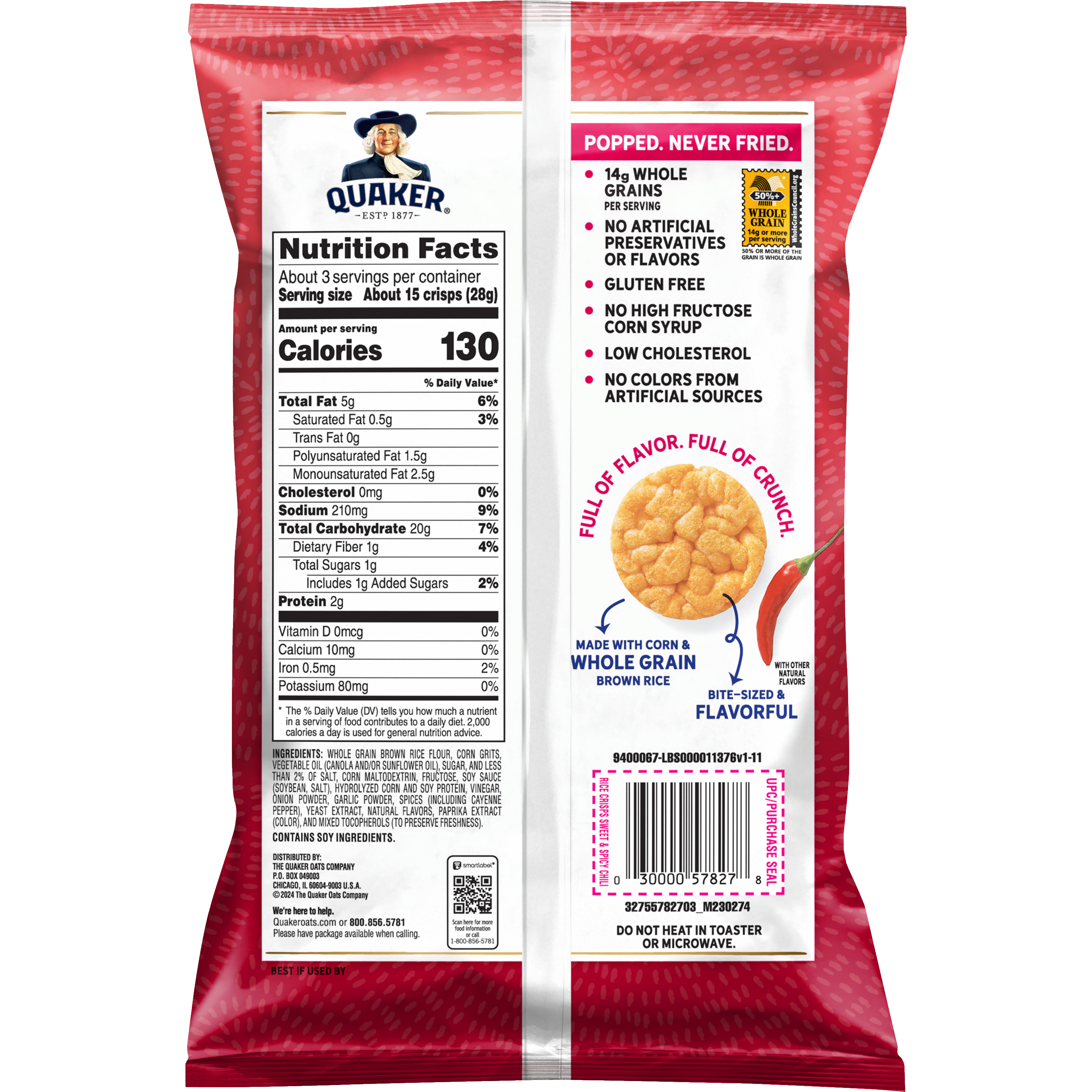 Quaker, Sweet & Spicy Chili Flavor, Rice Crisps thumbnail