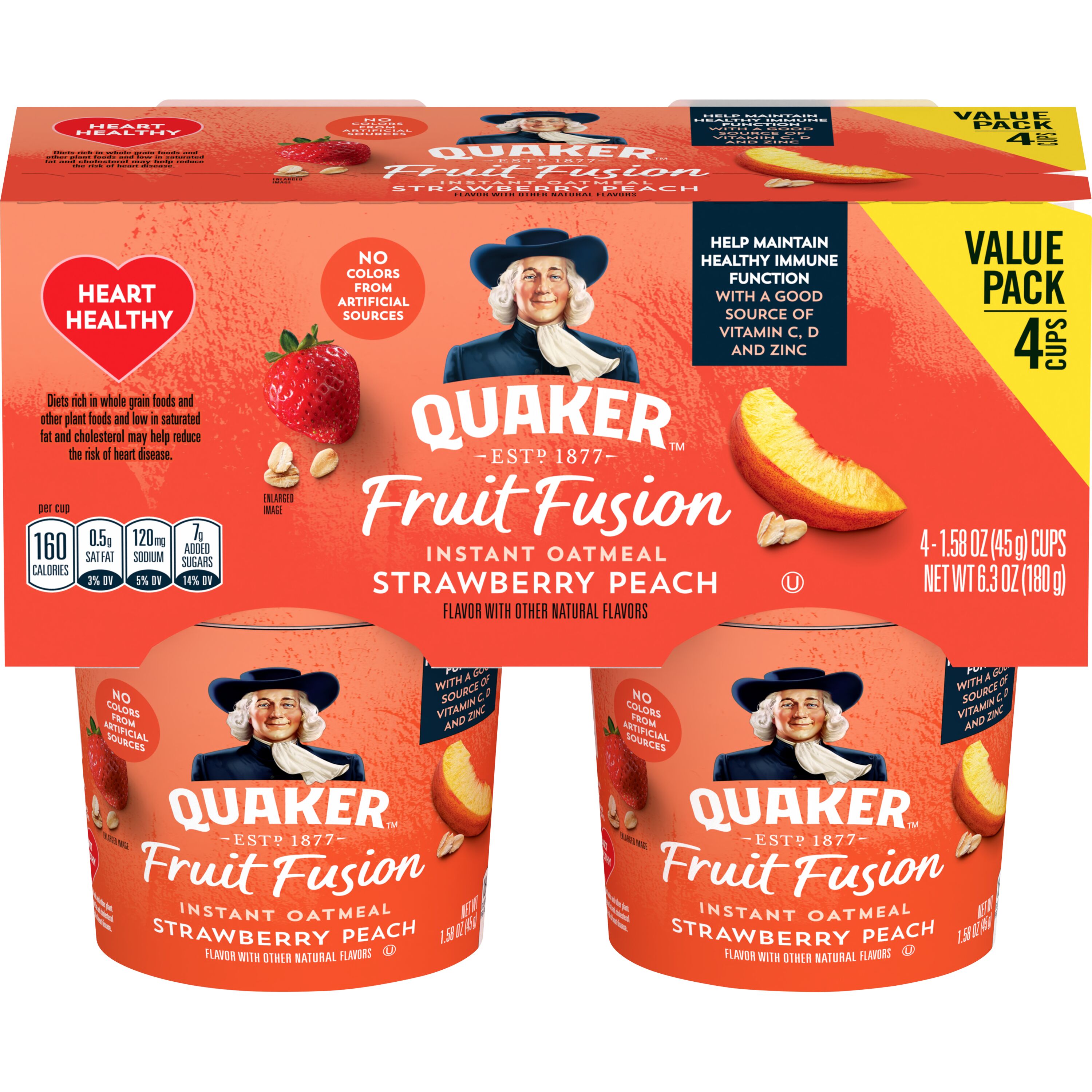 Quaker, Fruit Fusion, Strawberry Peach Flavor, Instant Oatmeal thumbnail