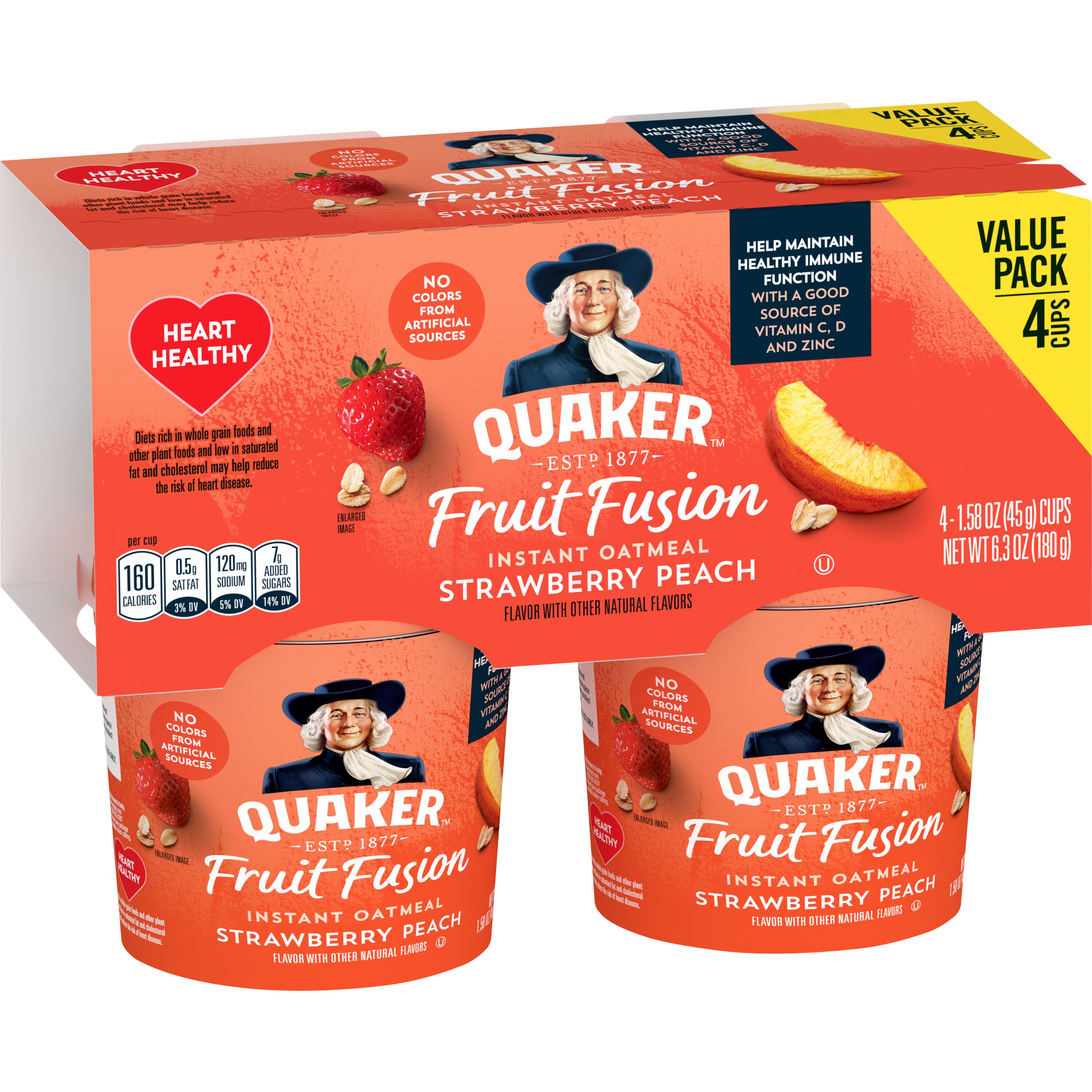 Quaker, Fruit Fusion, Strawberry Peach Flavor, Instant Oatmeal thumbnail