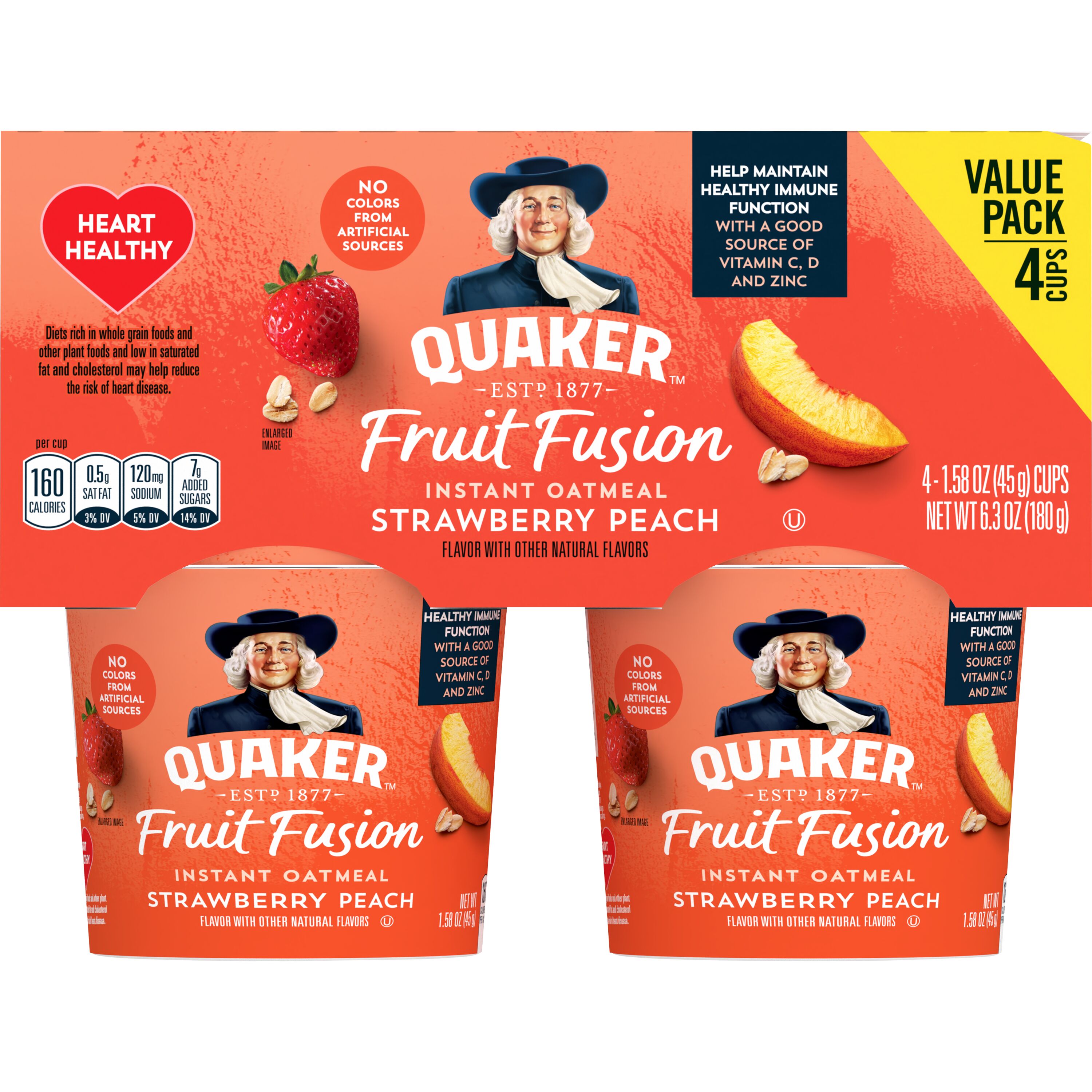 Quaker, Fruit Fusion, Strawberry Peach Flavor, Instant Oatmeal