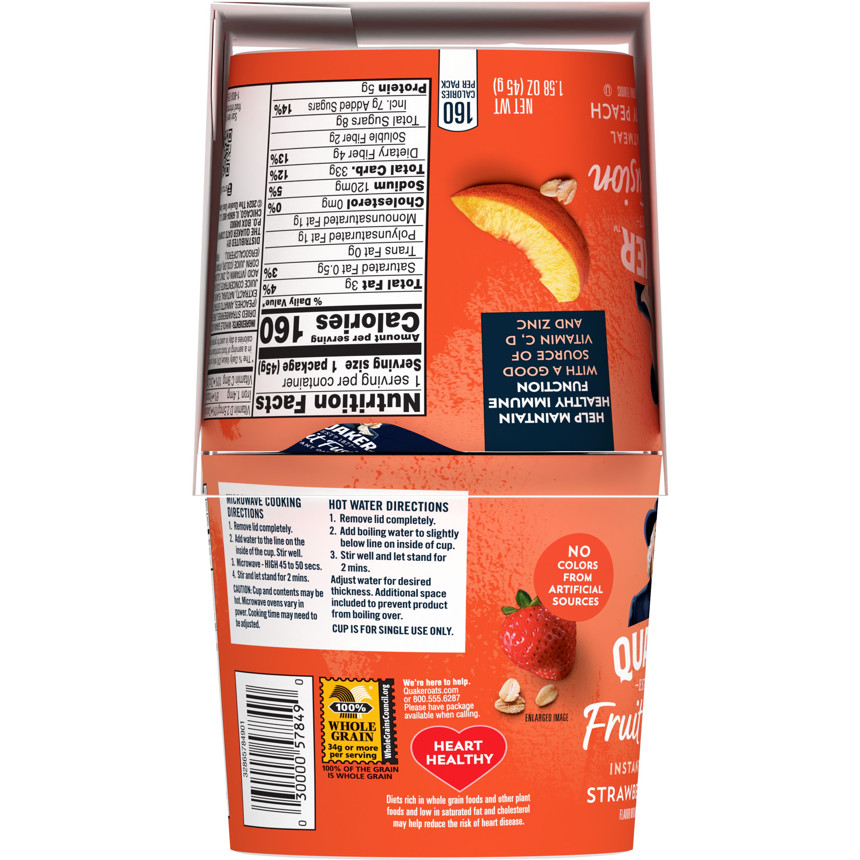 Quaker, Fruit Fusion, Strawberry Peach Flavor, Instant Oatmeal thumbnail